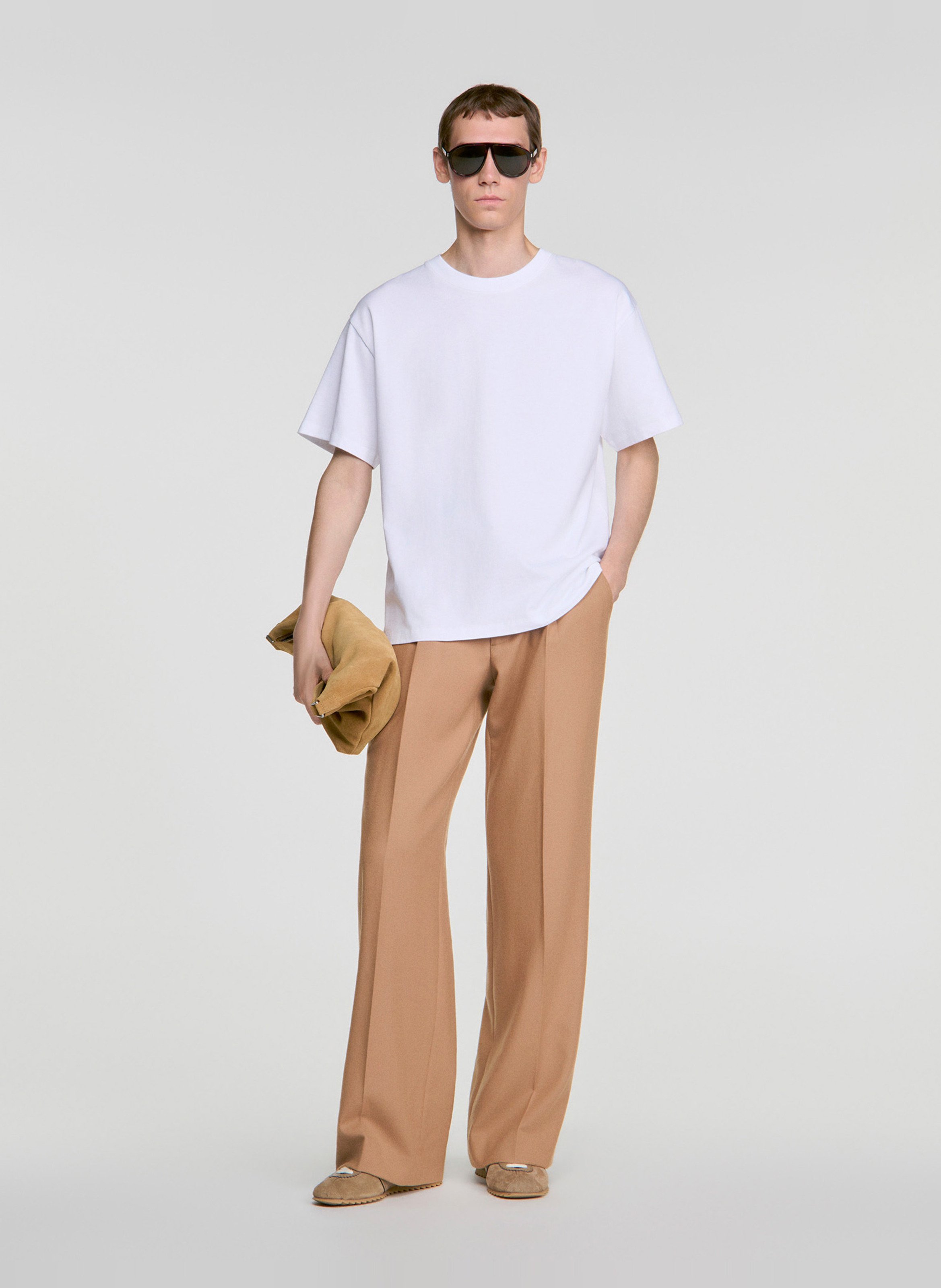 Effen recht T-shirt SANDRO Wit
