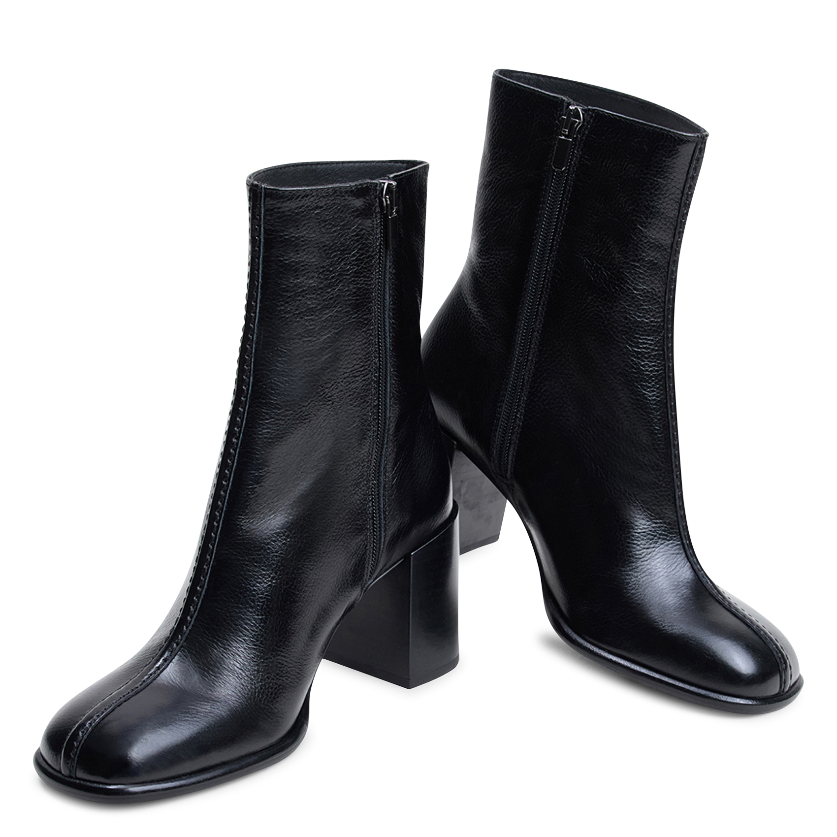 Bottines zippées en cuir JONAK Noir