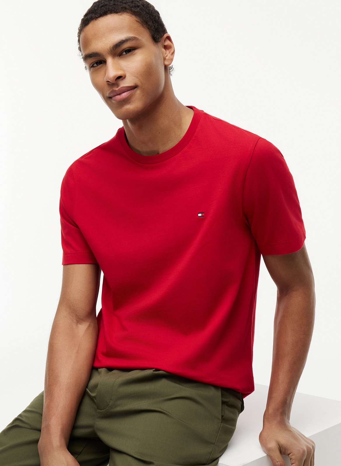 Round-neck cotton T-shirt TOMMY HILFIGER Red
