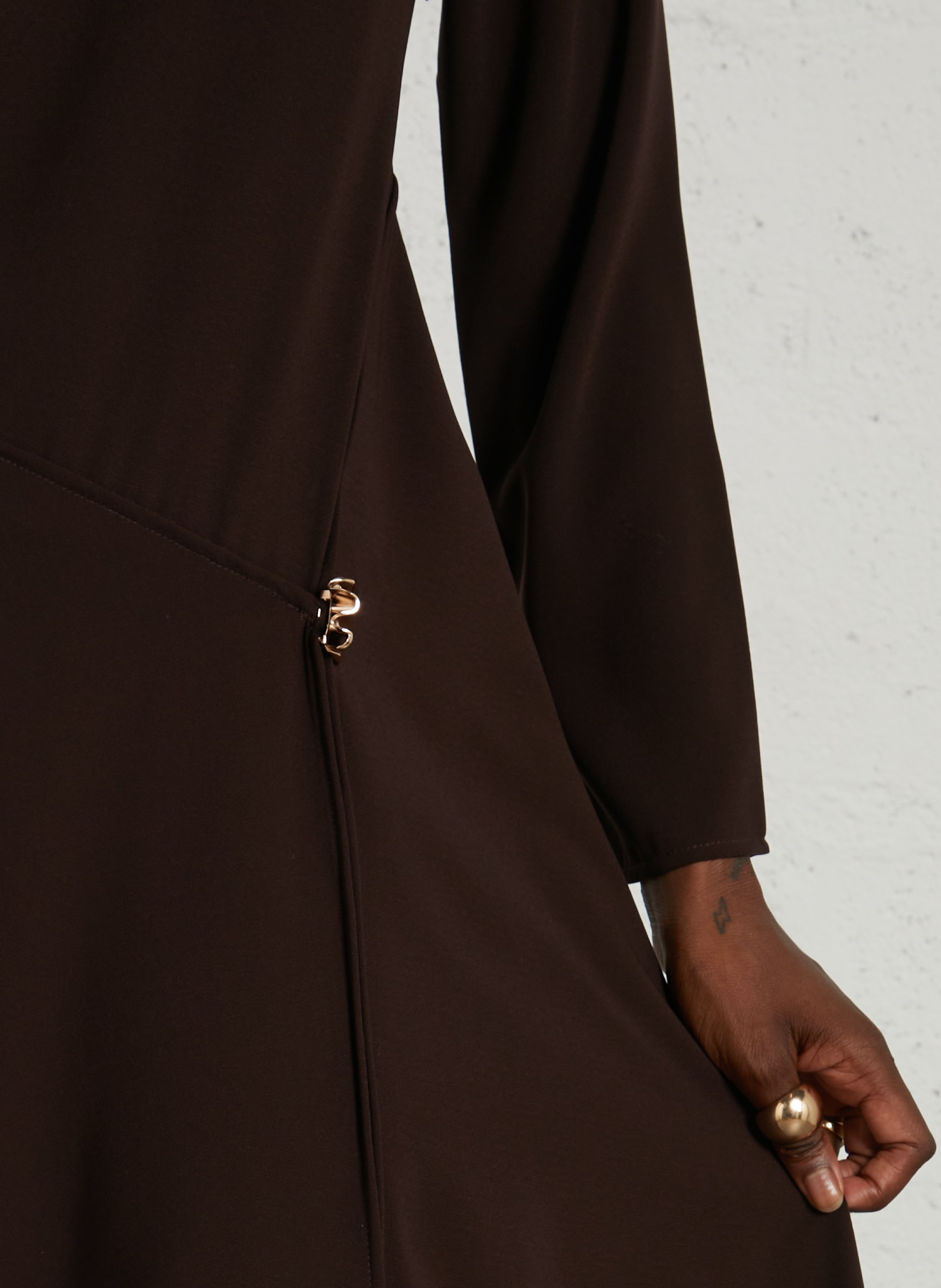 Robe asymétrique midi unie LA PETITE ETOILE Marron