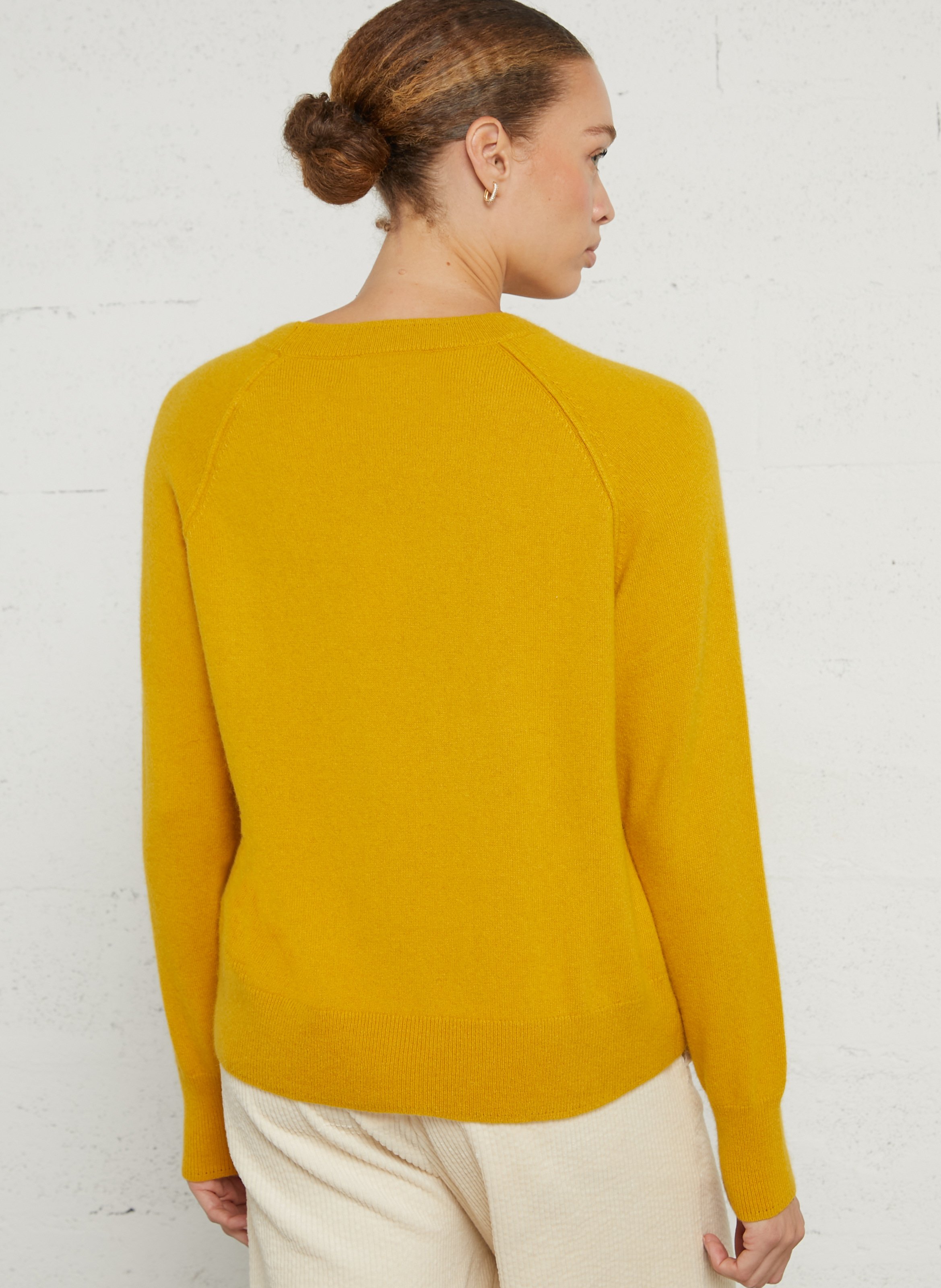 Pull col rond en laine mélangée BELLA JONES Jaune