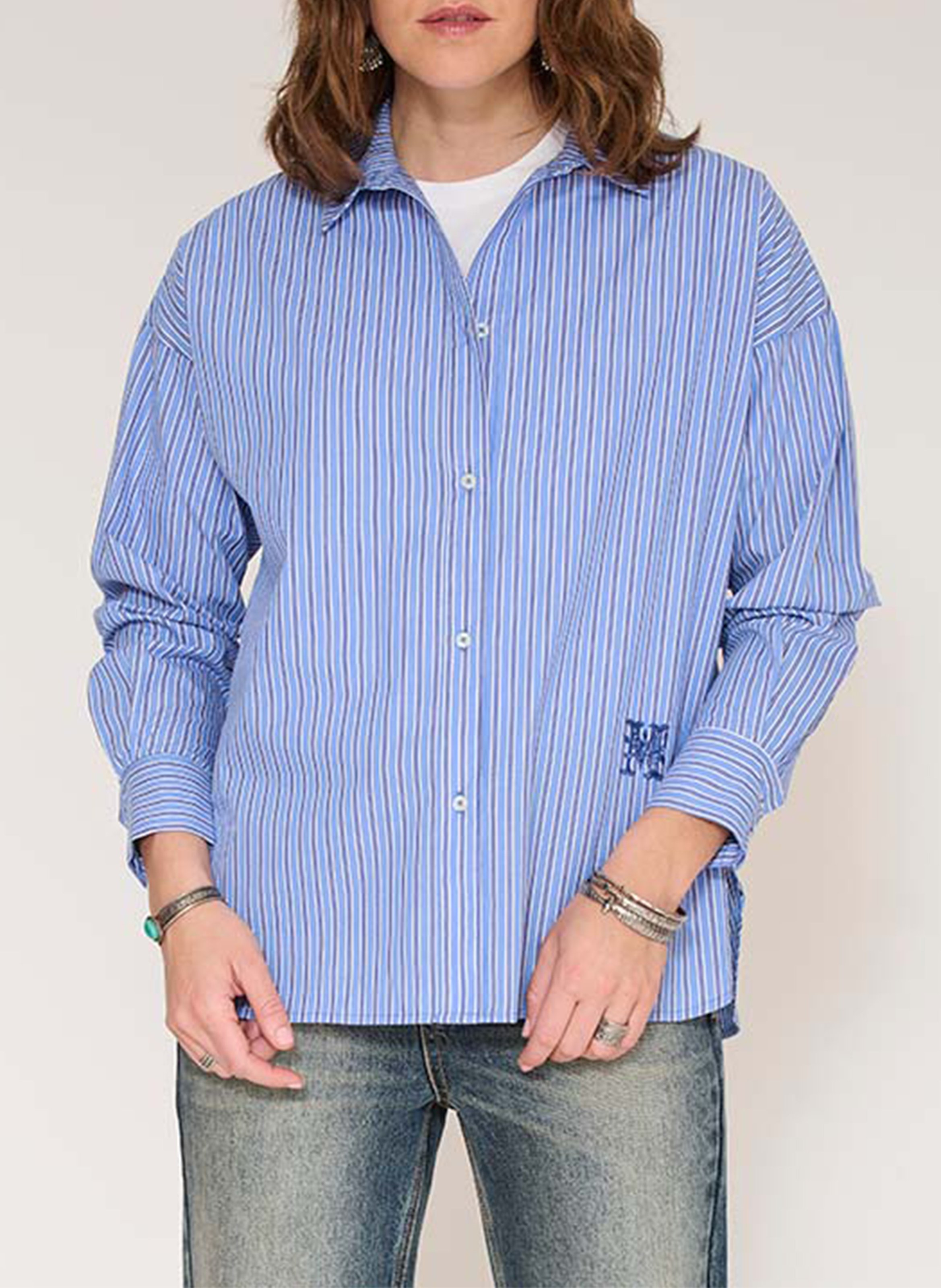 Chemise ample à rayures en coton MKT Bleu