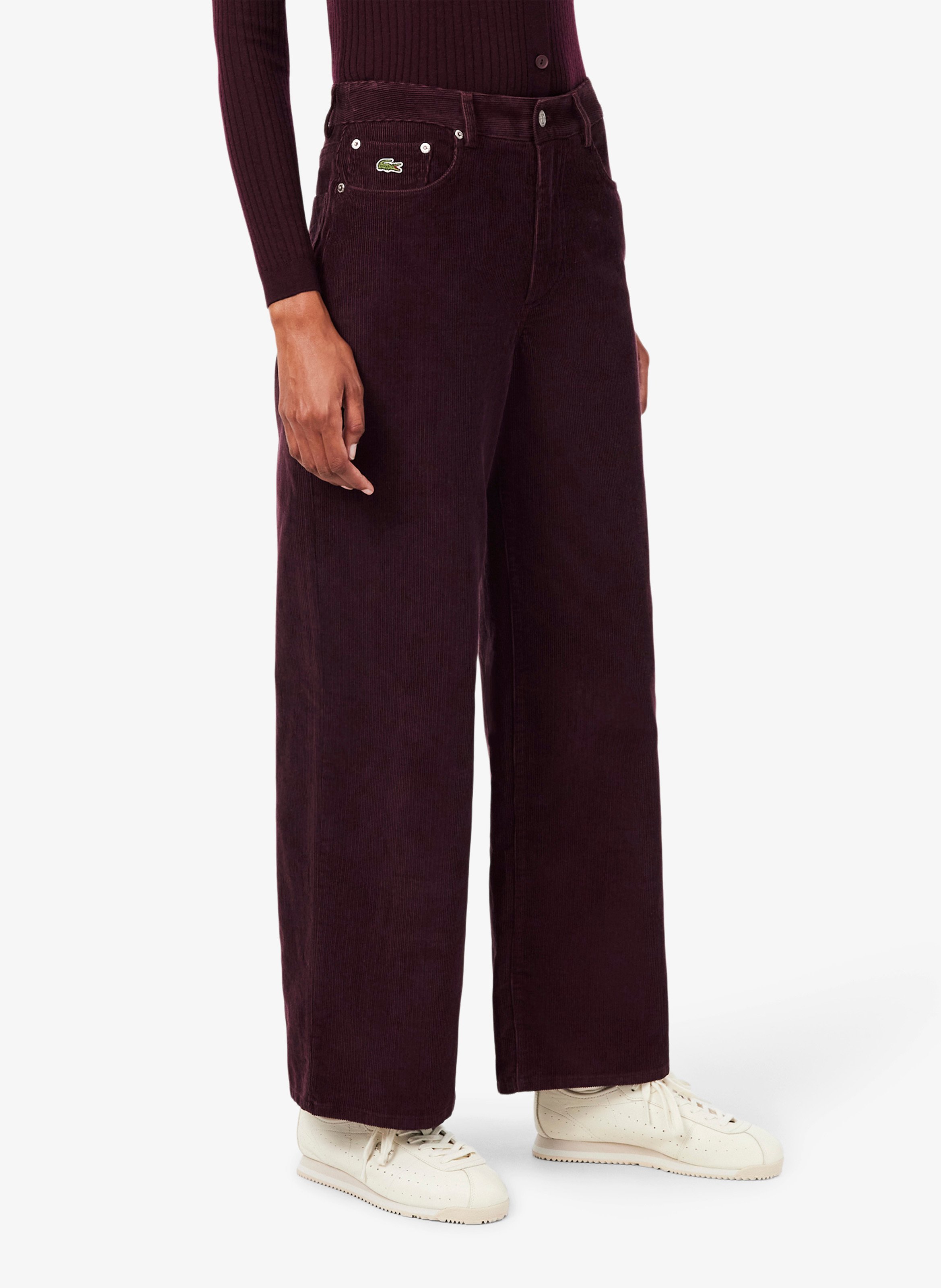 Cotton corduroy straight-leg pants LACOSTE Red