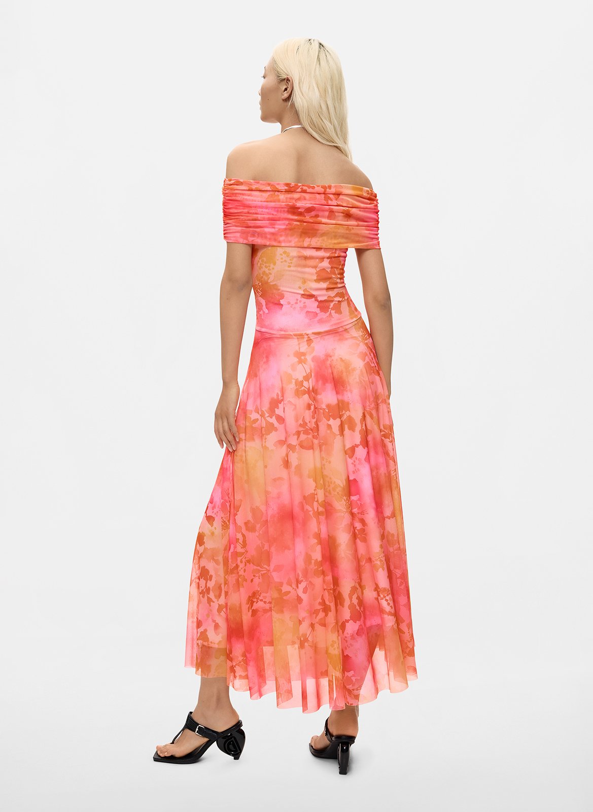 Flared long dress with bare shoulders DESIGUAL Red