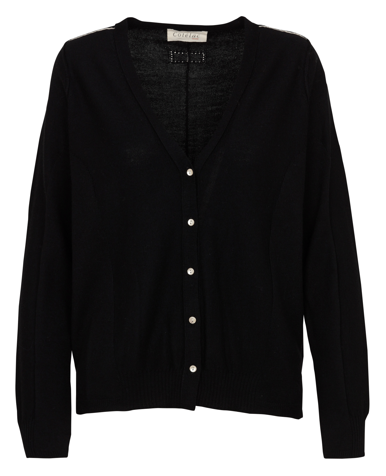 Cardigan col V droit en laine COTELAC ACOTE Noir