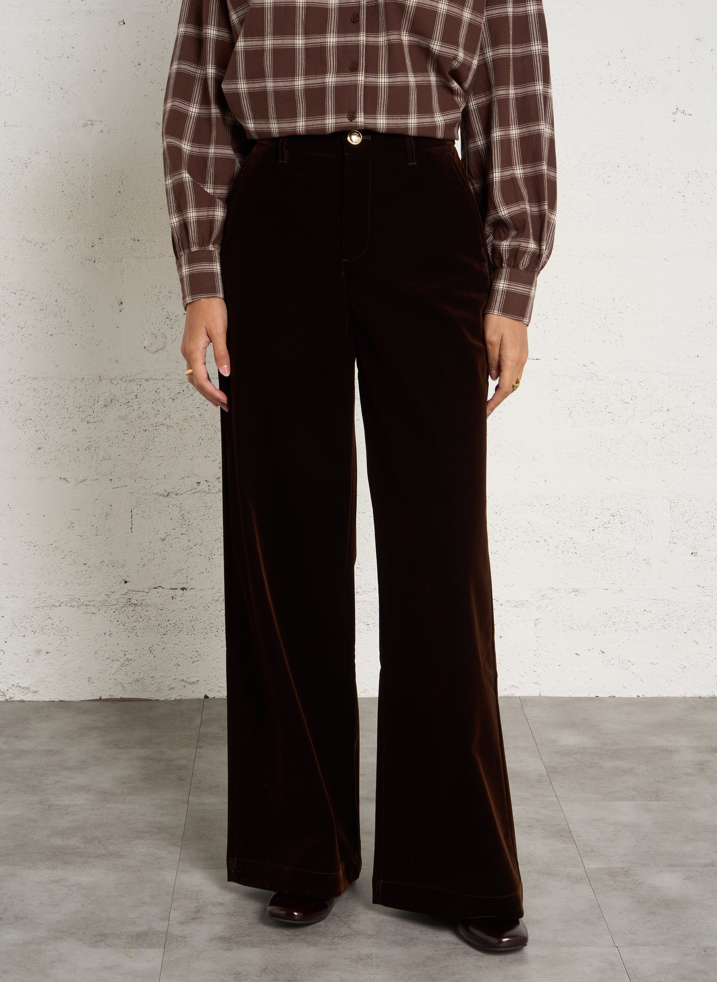 Pantalon large en velours  PETITE MENDIGOTE Marron