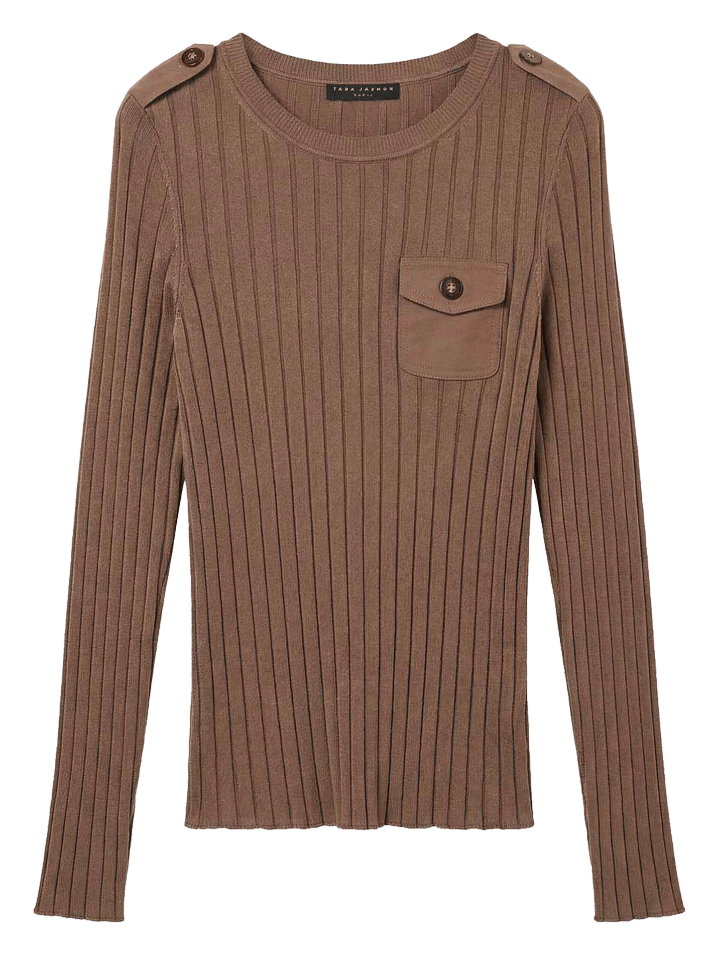 Gestreepte top met knoopdetail op de schouders TARA JARMON Bruin