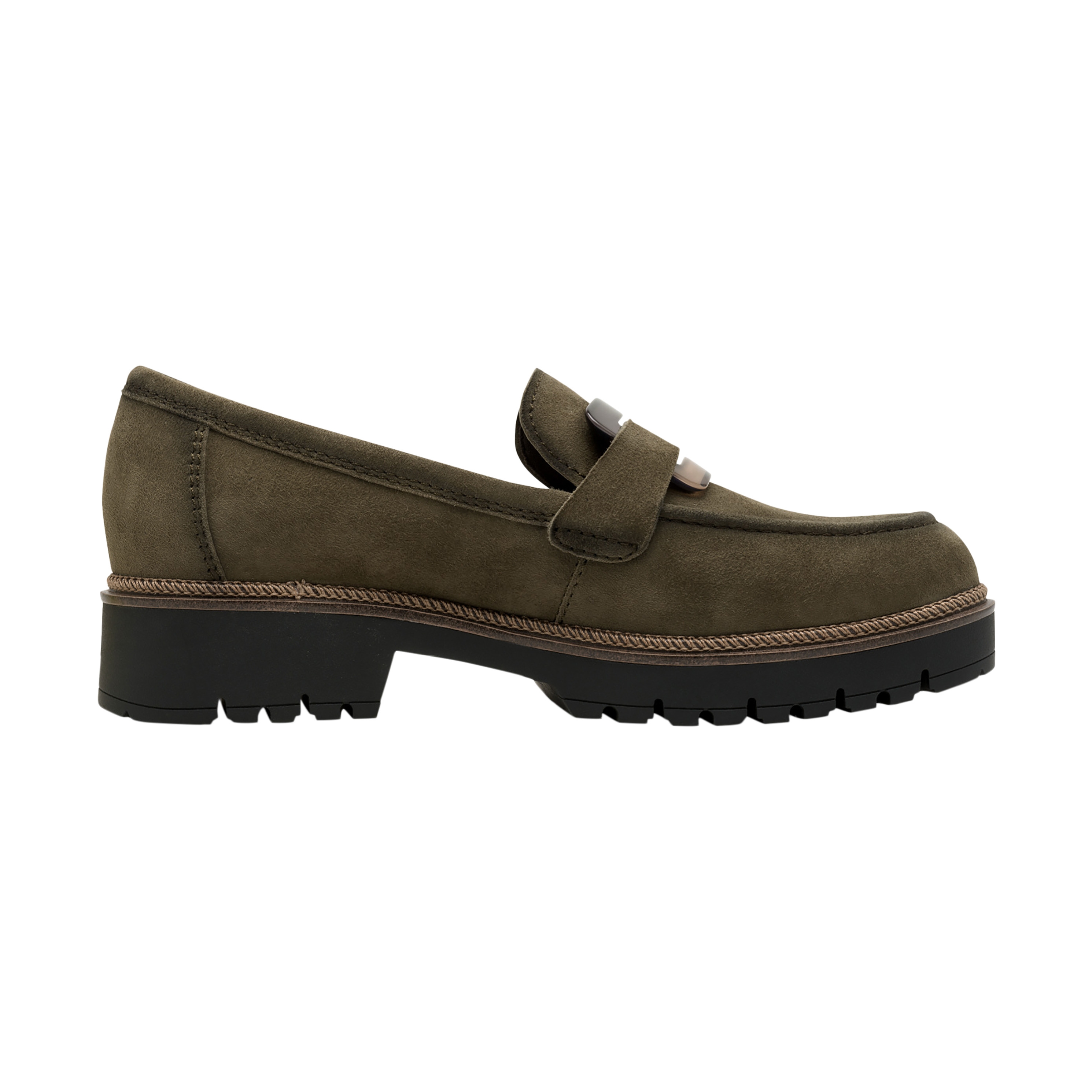 Leather moccasins TAMARIS Green