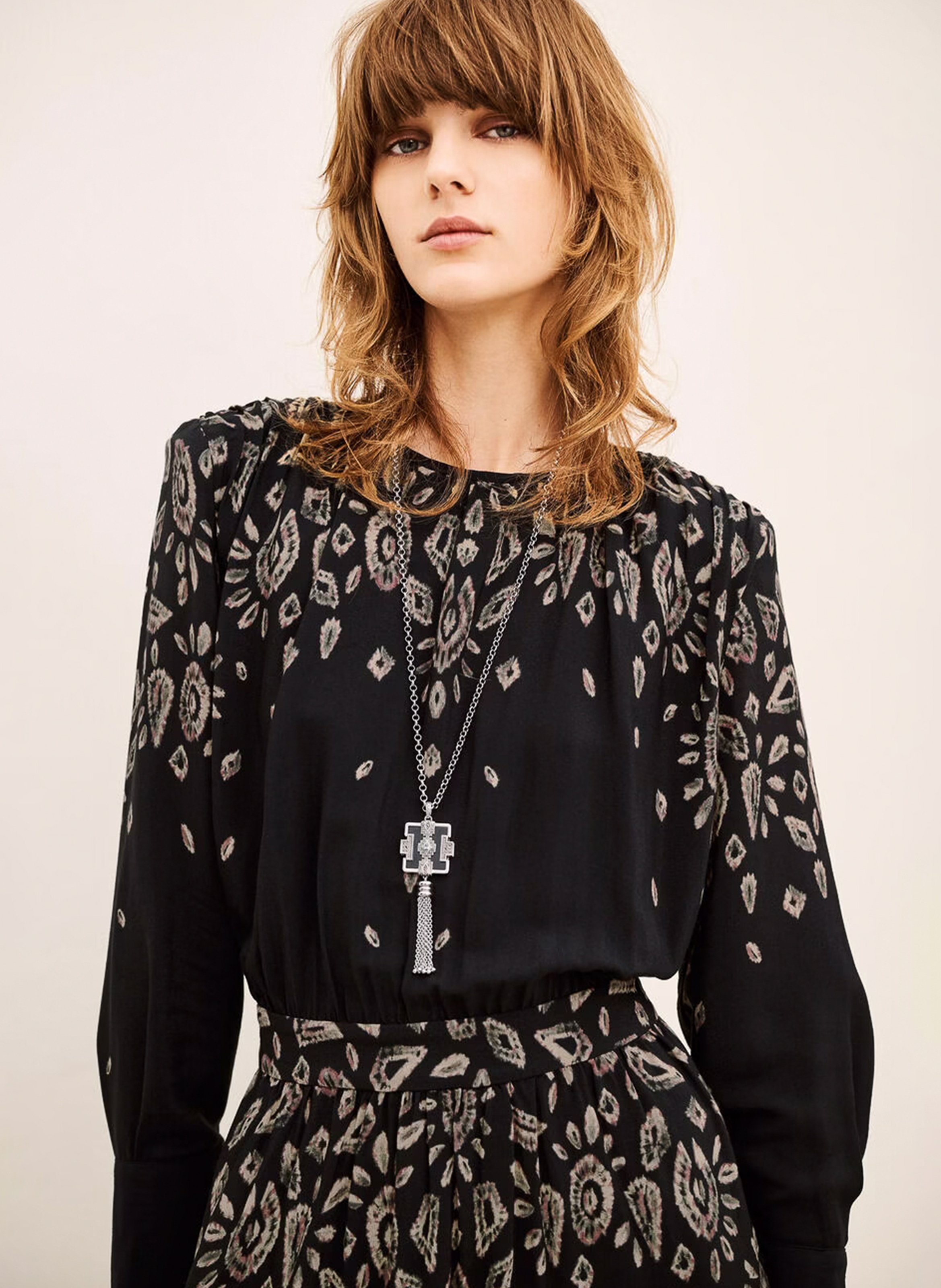 Long printed round-neck dress BA&SH Black