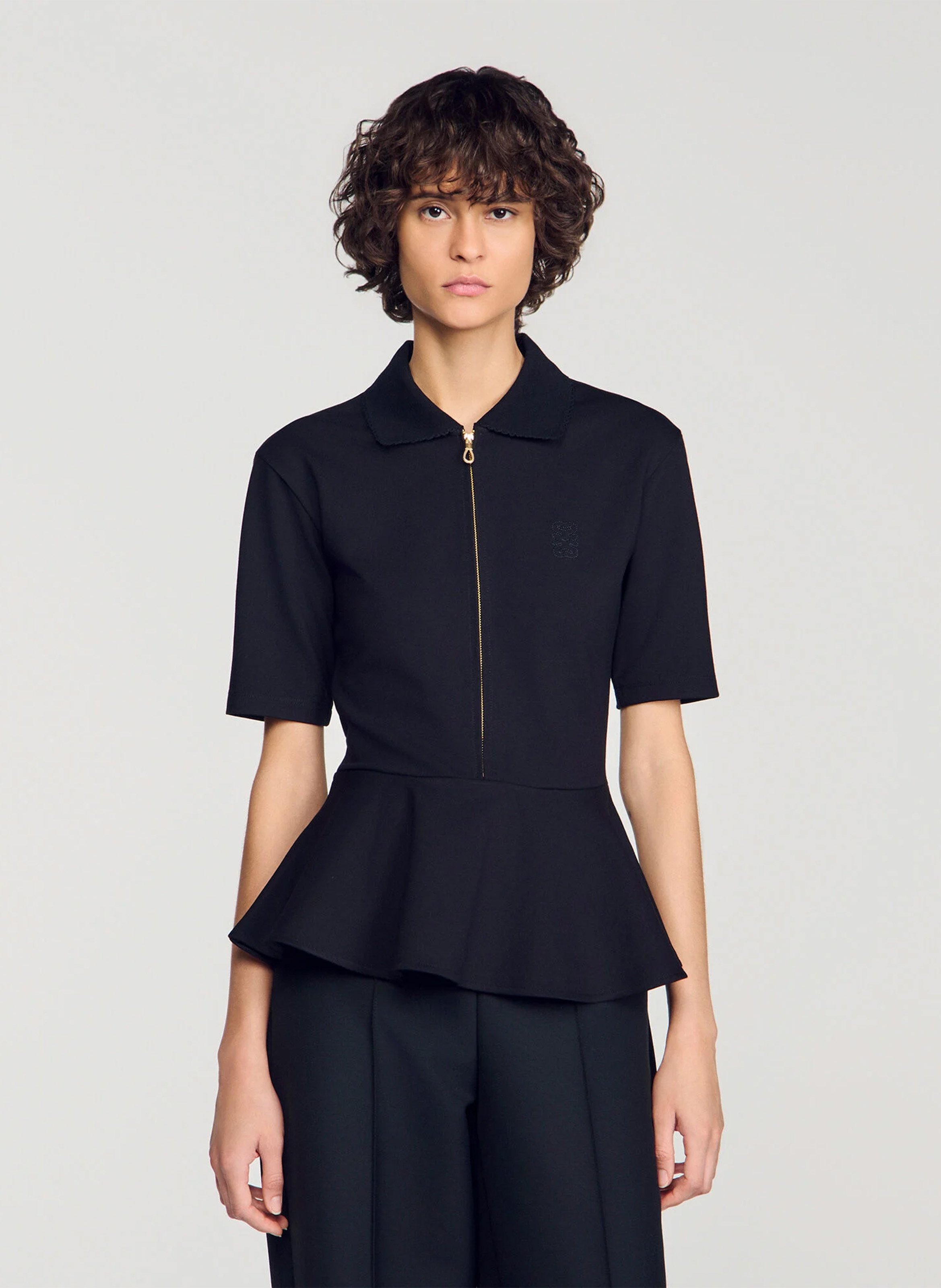 Top cintré zippé SANDRO Noir
