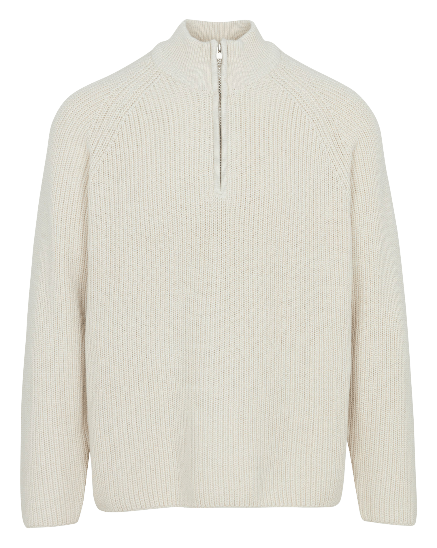 Pull ample col montant zippé en coton SOLID Beige