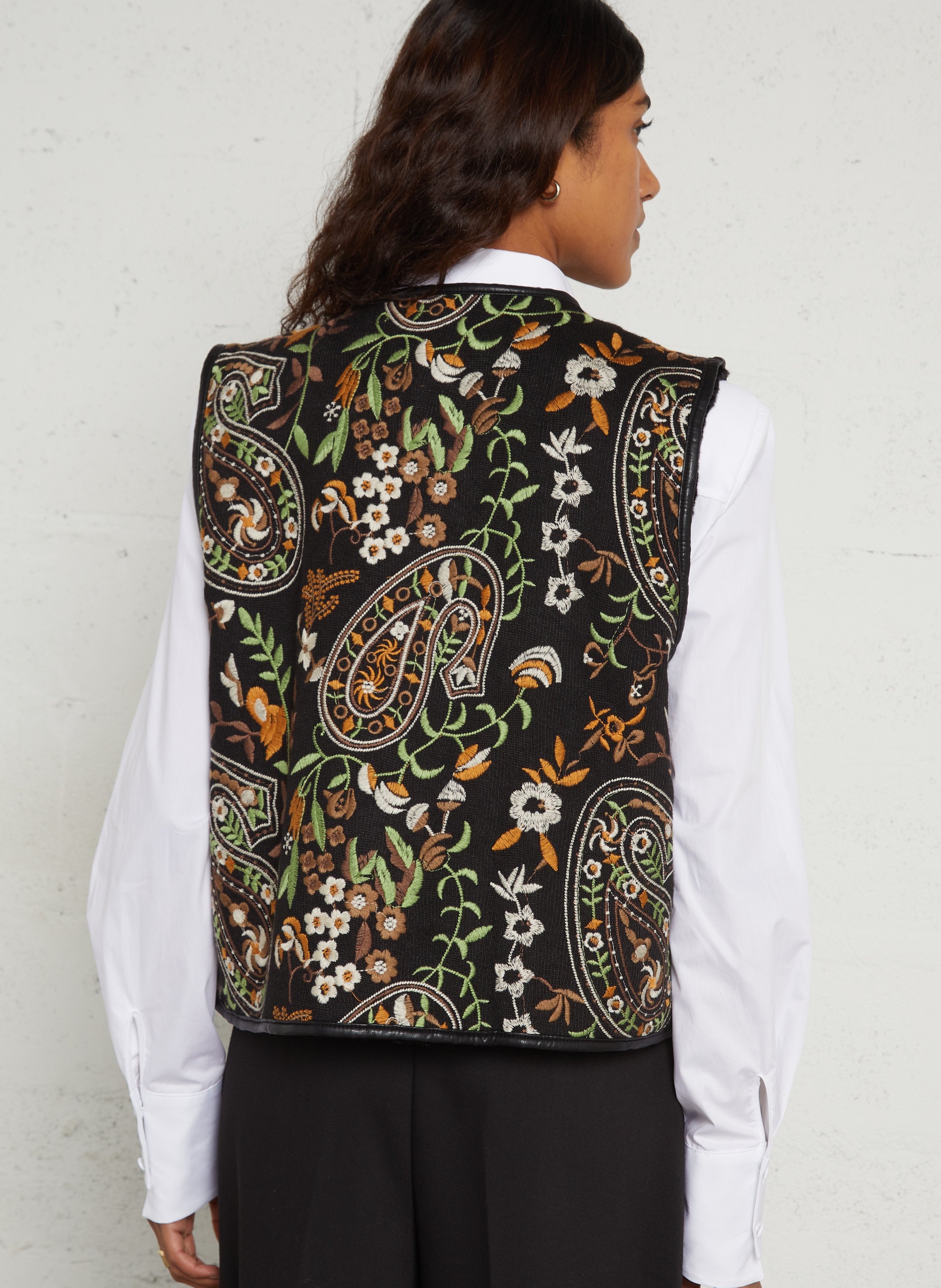 Gilet réversible sans manches brodé SEE U SOON Noir