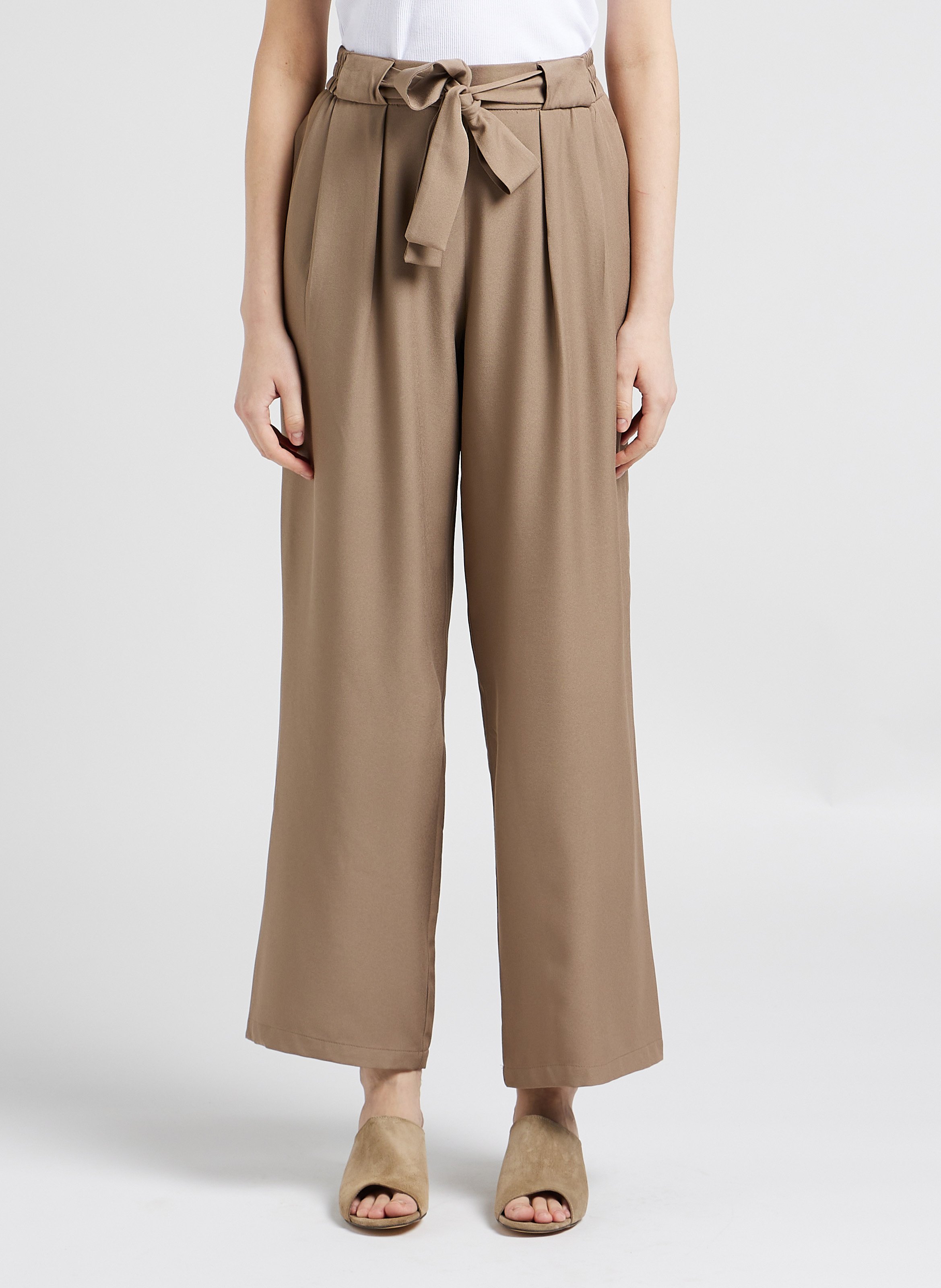 High-waisted wide-leg pants VILA Brown
