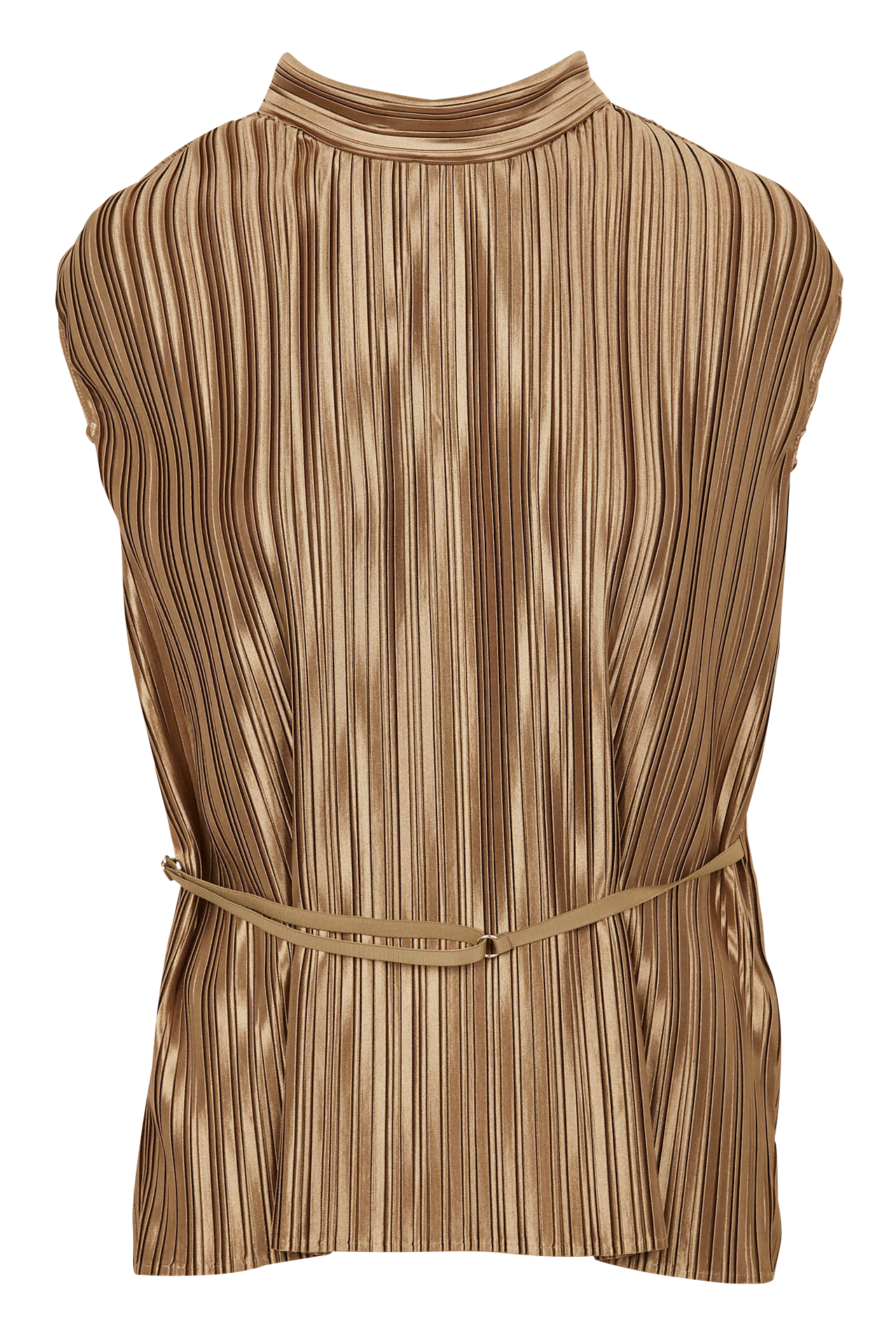 Sleeveless lamé and pleated fabric top TWINSET Golden