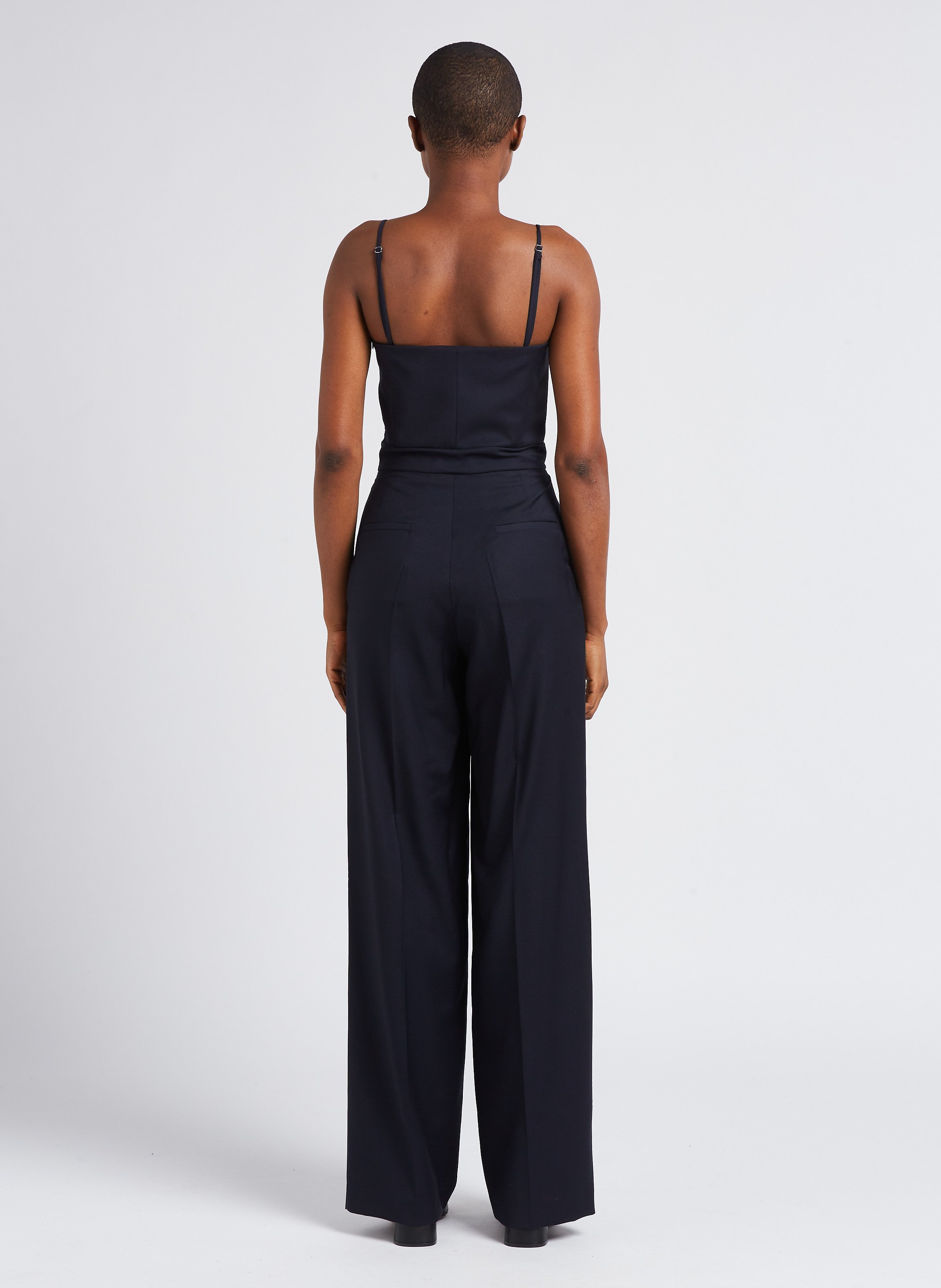 Combinaison droite bustier en laine vierge mélangée MARGAUX LONNBERG Bleu