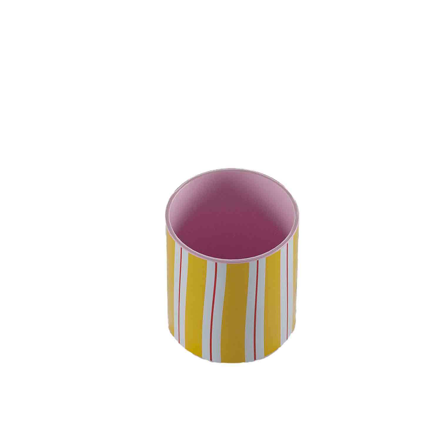Small cylindrical striped vase POTIRON PARIS Yellow