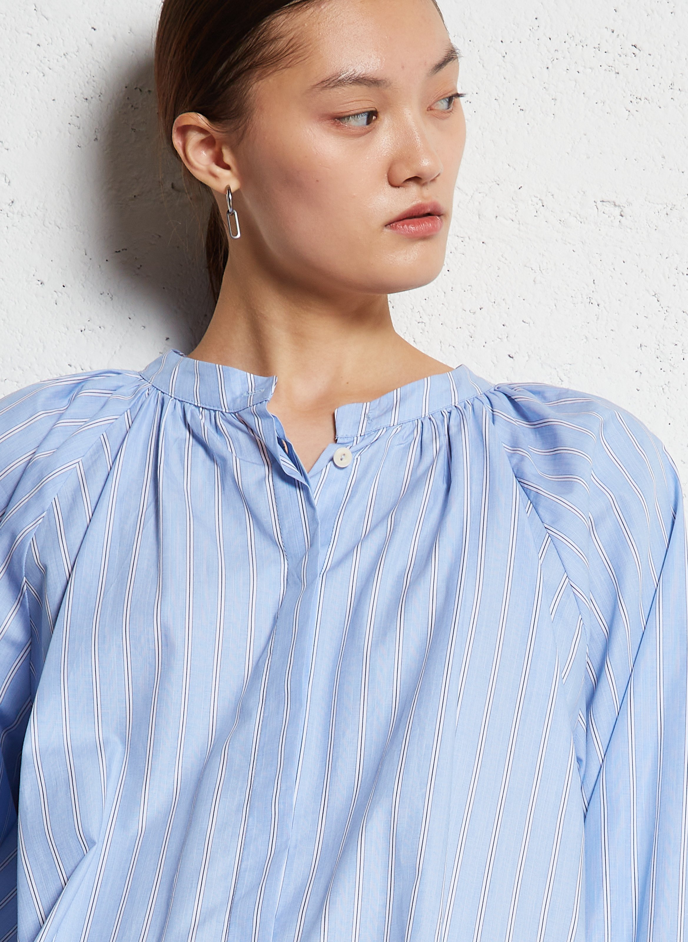 Loose-fit printed cotton shirt BELLEPIECE Blue