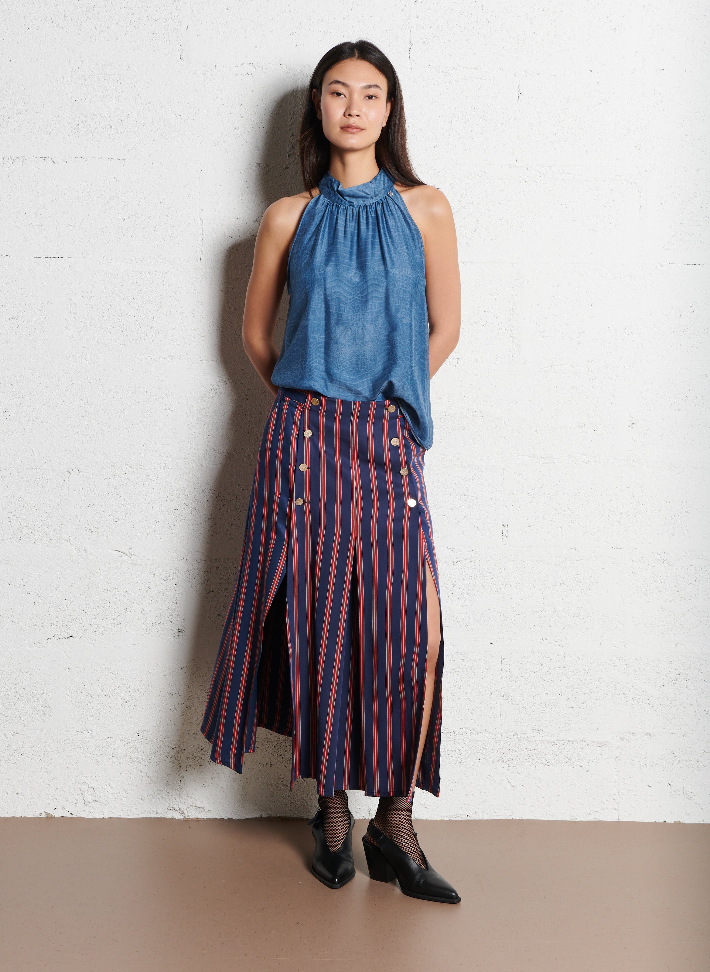 Jupe midi à rayures  THE LABEL EDITION Multicolore