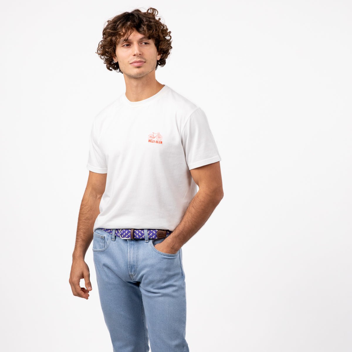 Multicolored braided elastic belt BILLYBELT Blue