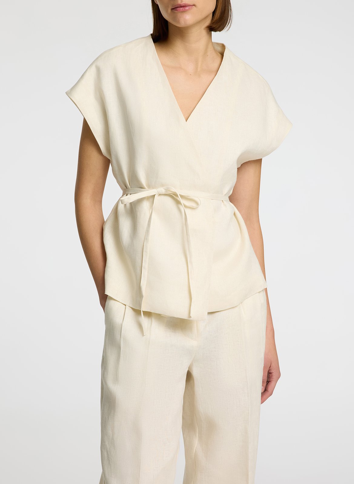 Veste ajustée en lin SELECTED Beige