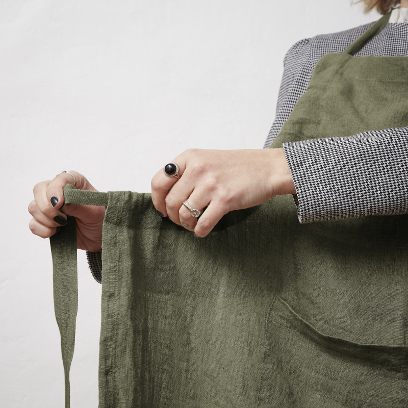 Chef apron in cotton gauze L'EFFET PAPILLON Green