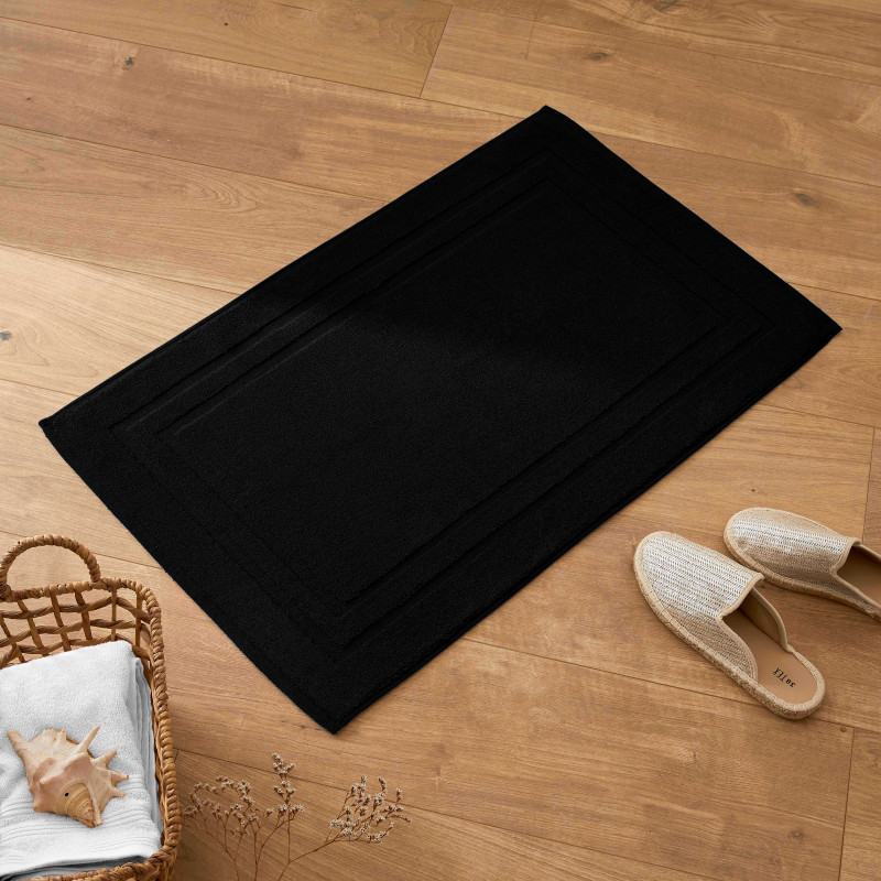 100% combed cotton bath mat COTON PUR Black