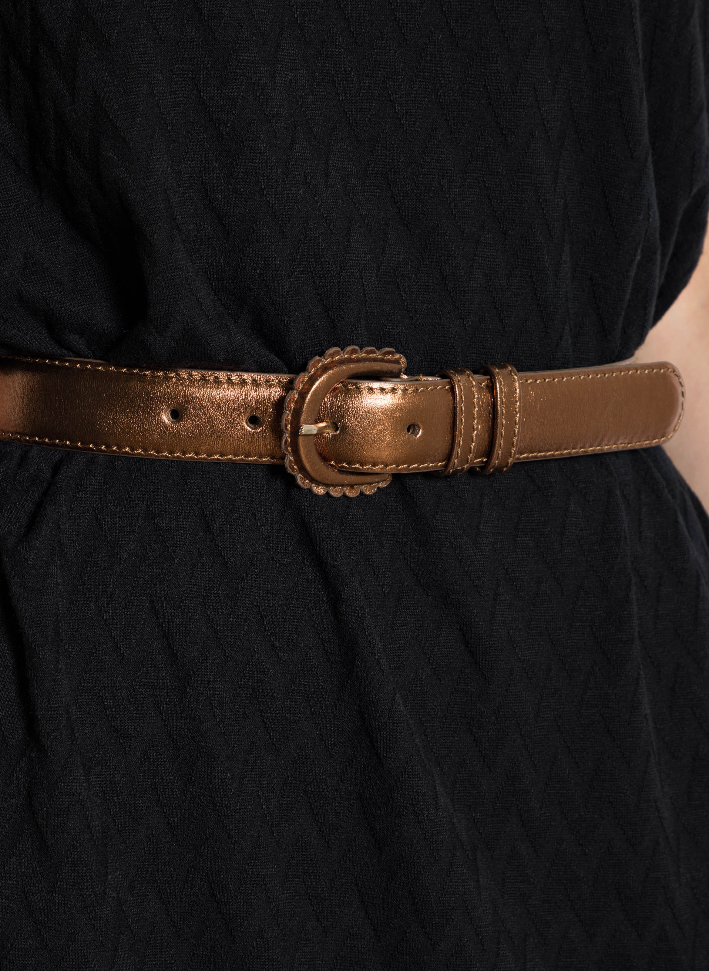 Ceinture fine metallisée  I CODE Marron