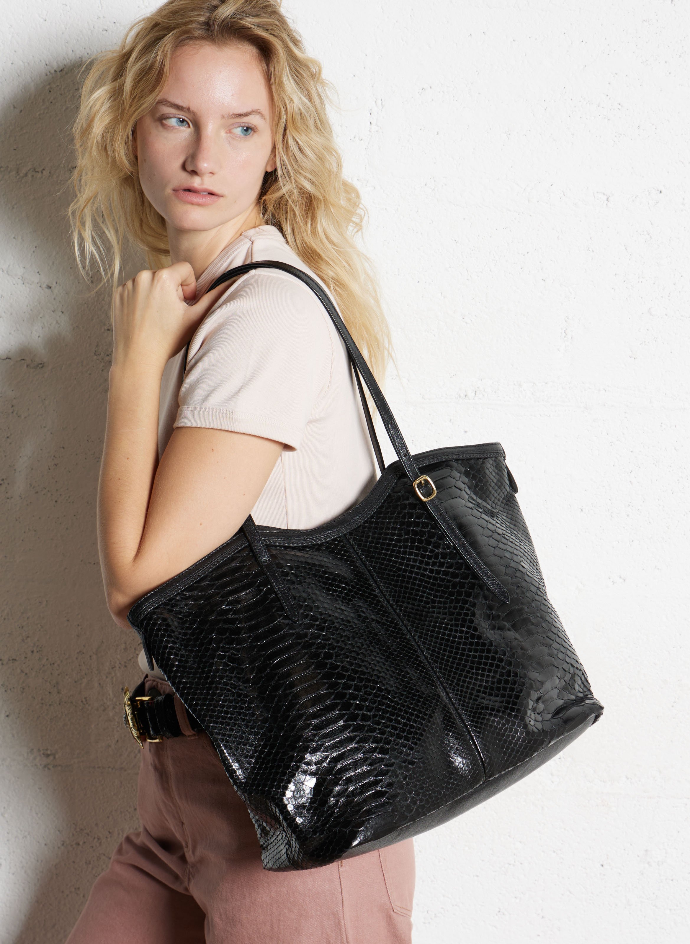 Leather tote bag CLARIS VIROT Black