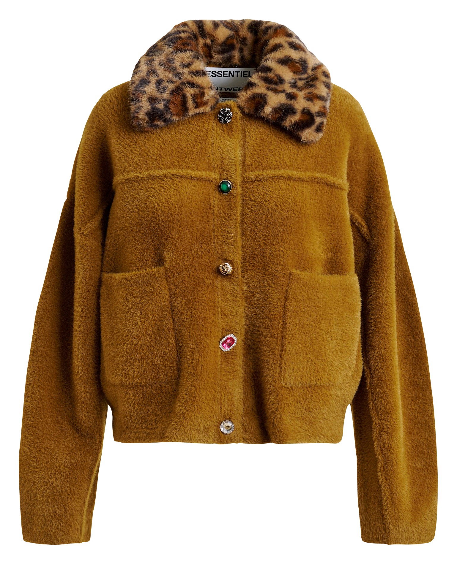 Cardigan ample à col fourrure amovible ESSENTIEL ANTWERP Marron