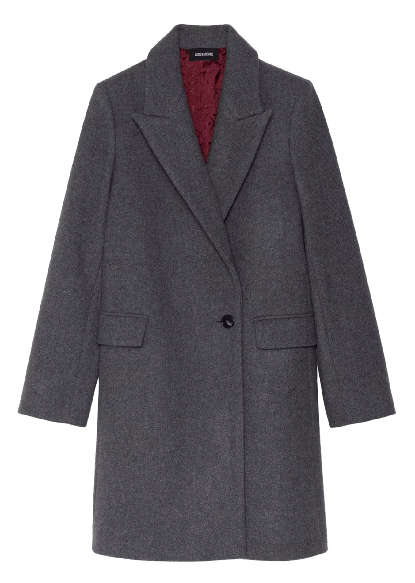 Manteau mi-long uni en laine mélangée ZADIG&VOLTAIRE Gris