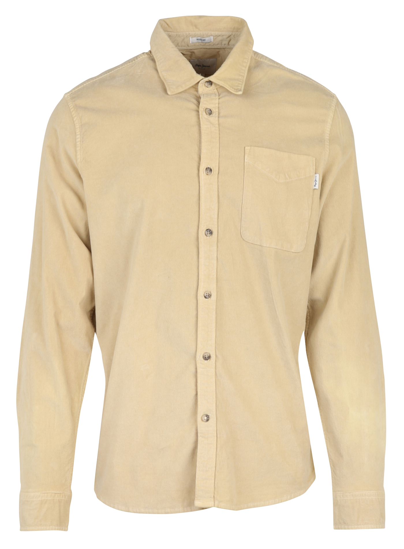 Straight-cut cotton-blend shirt with classic collar PEPE JEANS Beige