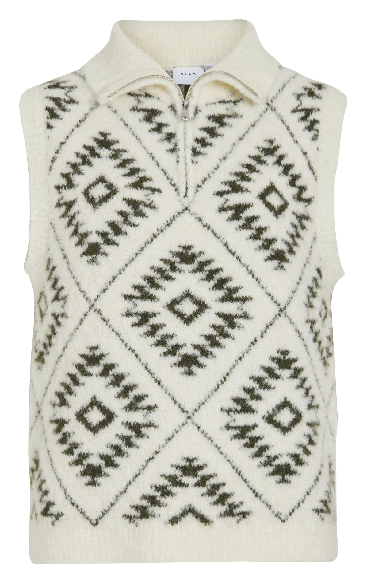 Pull droit en maille jacquard VILA Beige