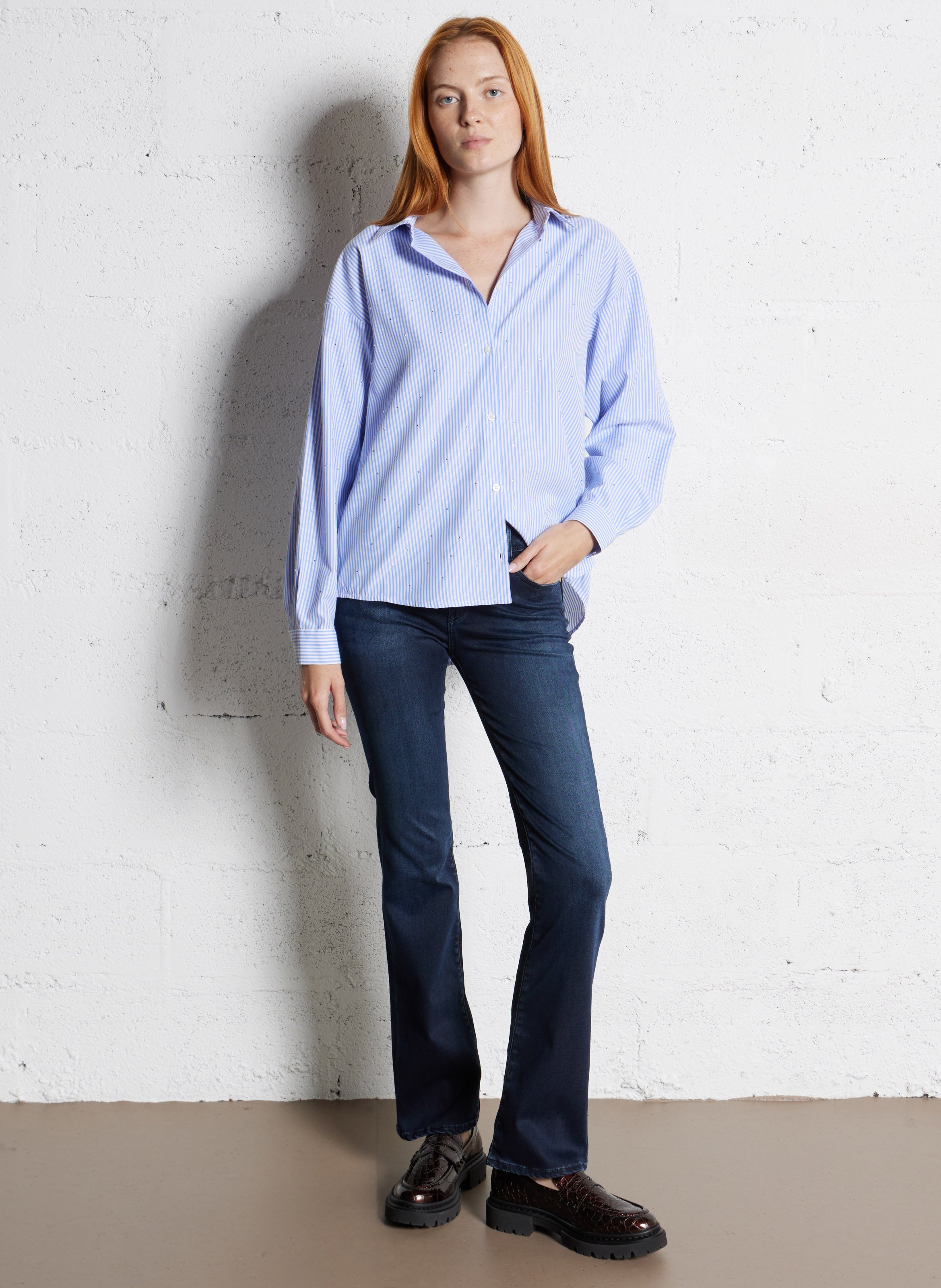 Jean flare push-up délavé LE TEMPS DES CERISES Bleu