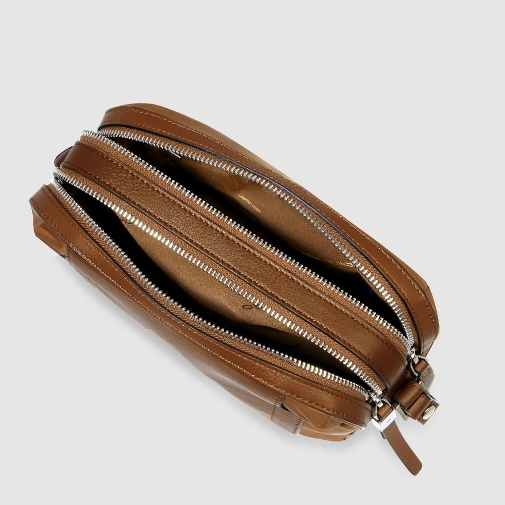 Women's shoulder bag model camera case in recycled fabric and leather PIQUADRO Brown
