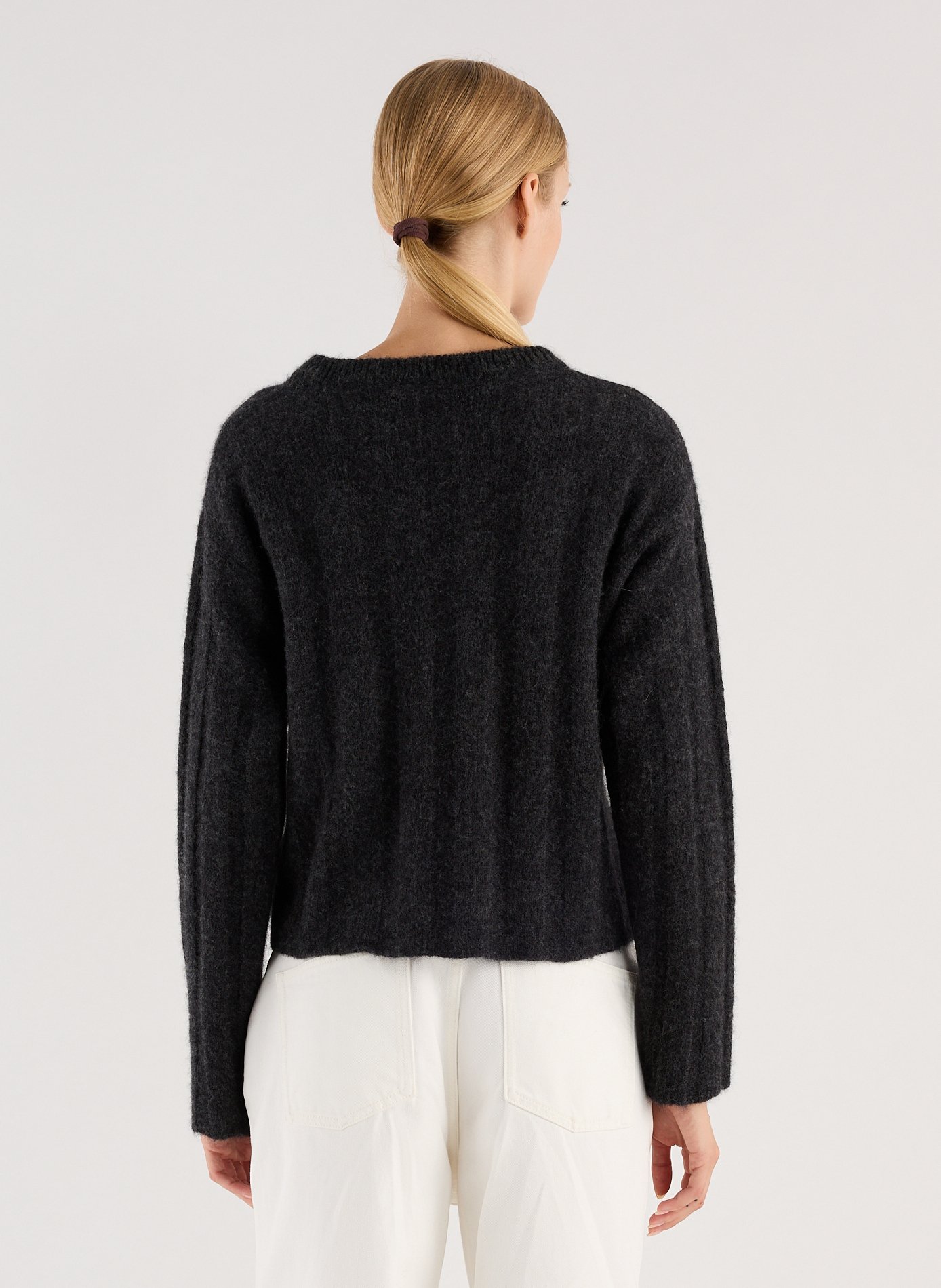 Langärmliger Kurzpullover aus Wollmix-Strick SAISON 1865 Grau