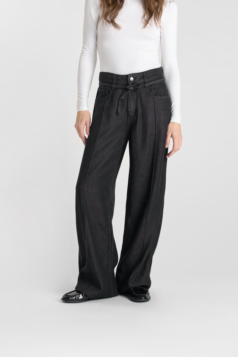 Loose jeans, wide, length 34 LE TEMPS DES CERISES Black