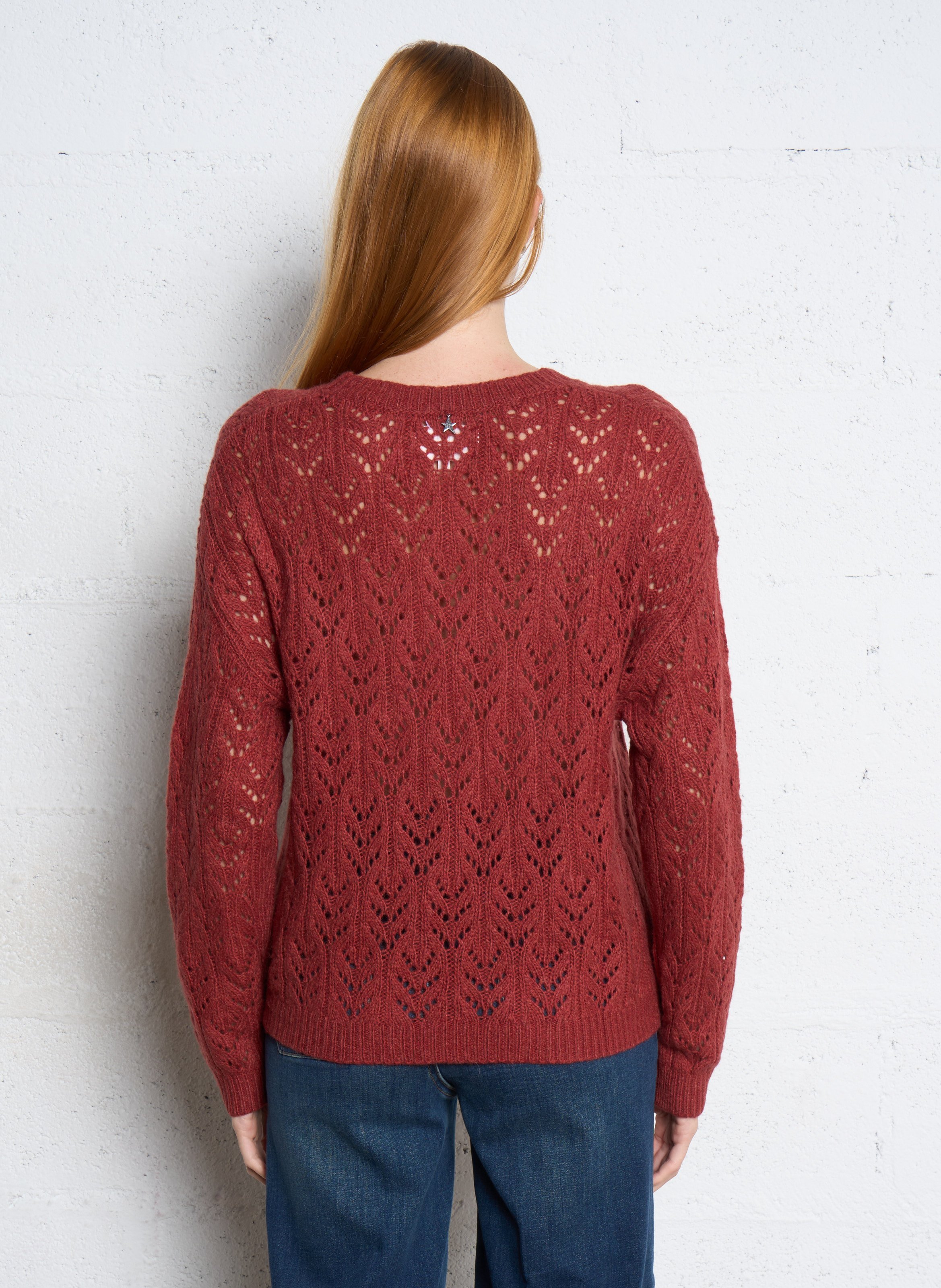 Straight round-neck knit sweater SUD EXPRESS Red