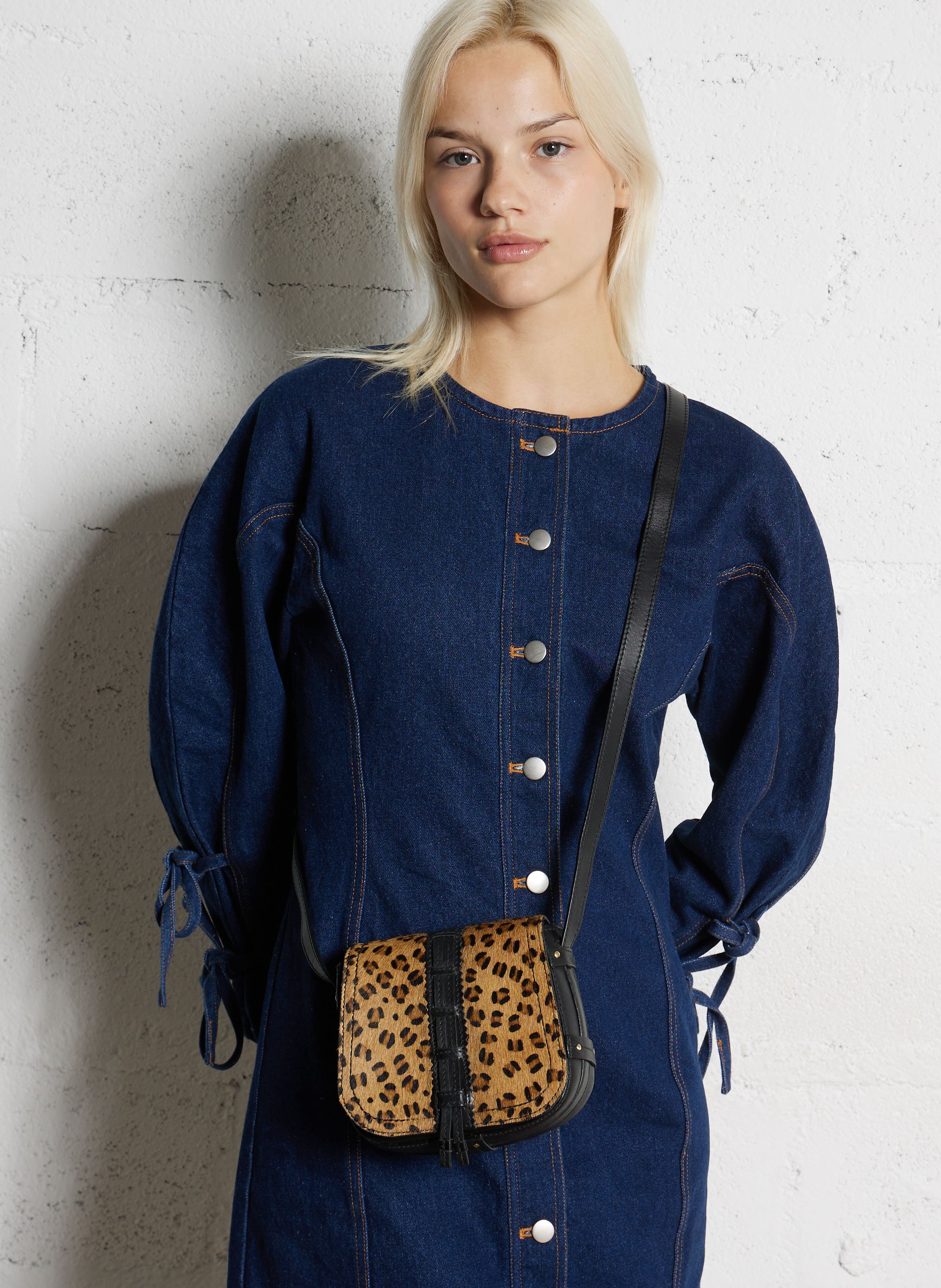 Sac bandoulière en cuir MAISON 123 Beige