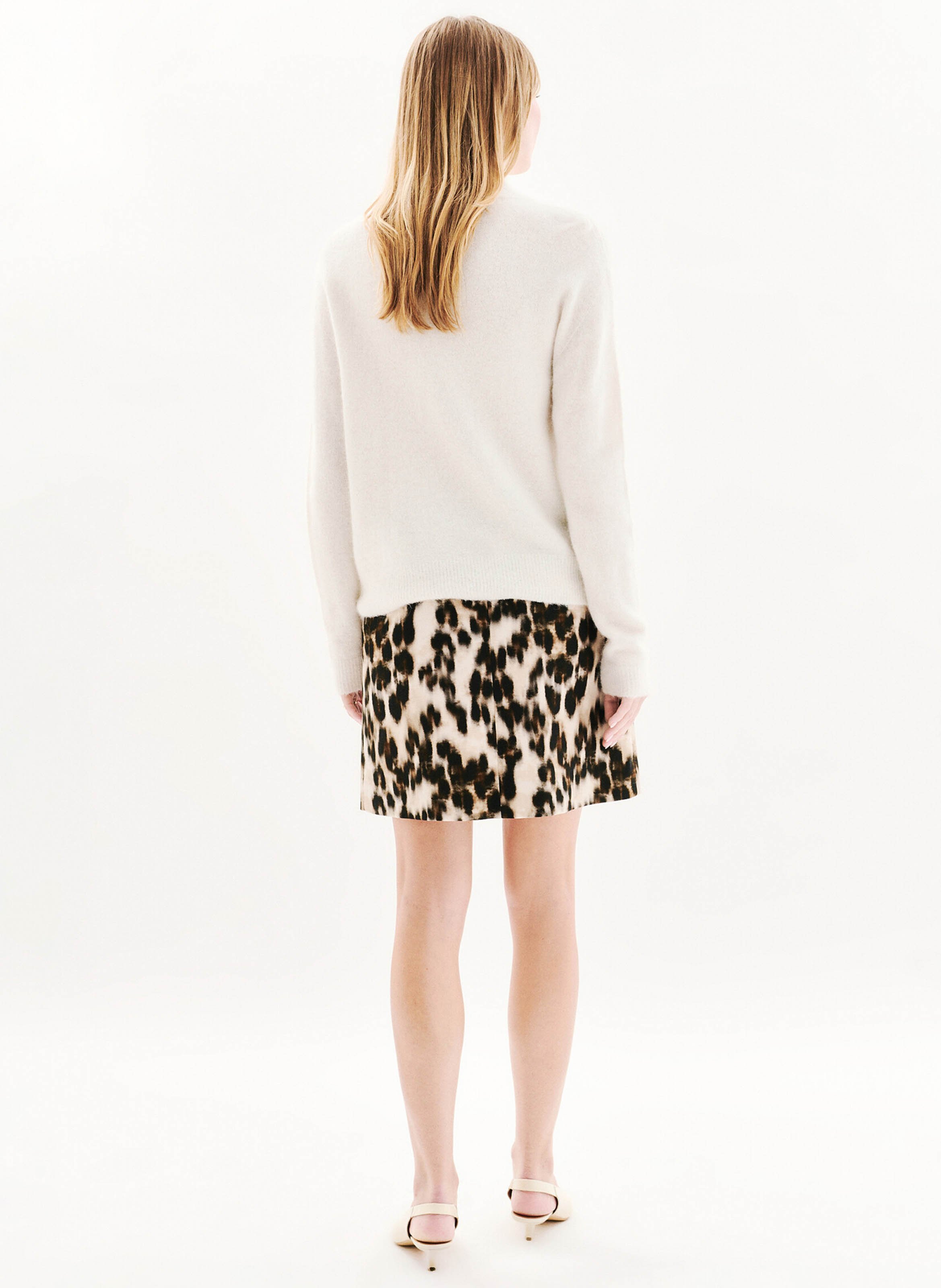 Straight high-neck knitted sweater CAROLL Beige