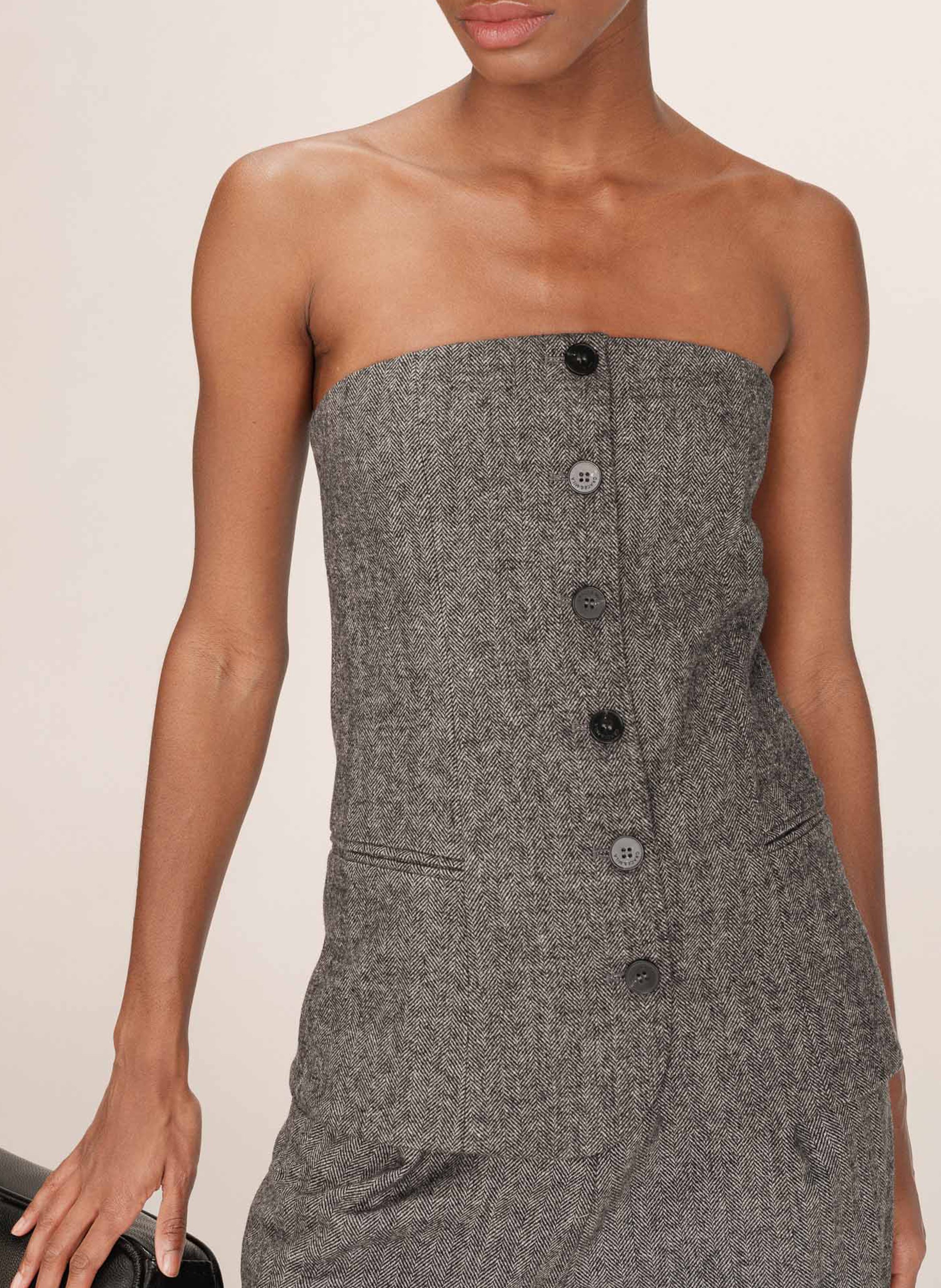 Fitted wool blend buttoned bustier GRACE ET MILA Grey