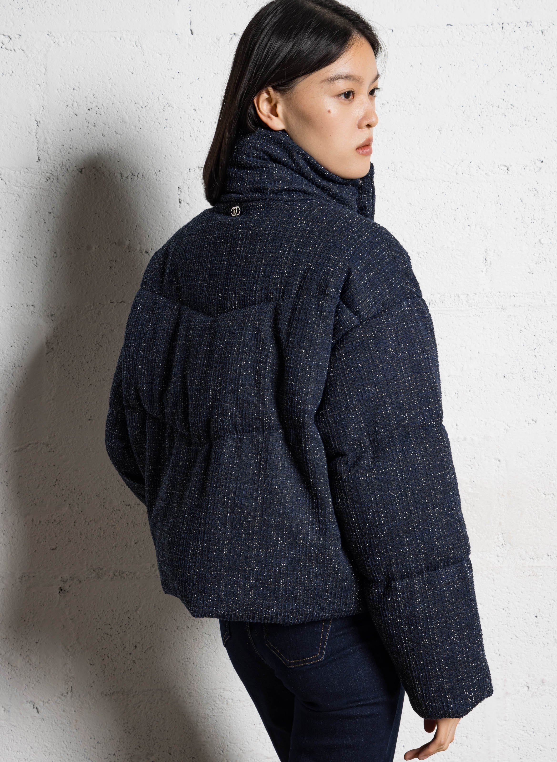 Oversize-Wolljacke aus Tweed LIU JO Blau