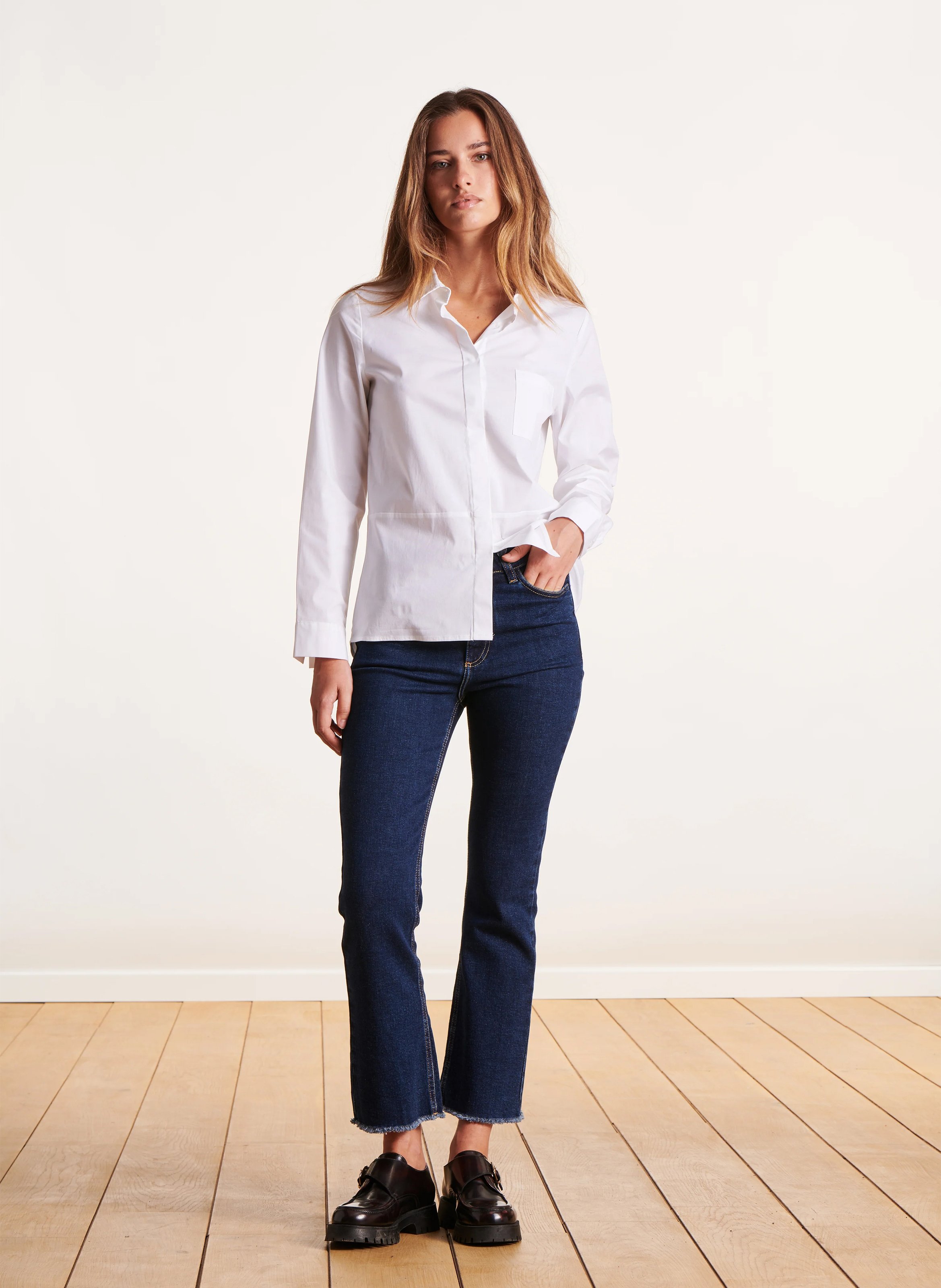 Overhemd van katoenmix met klassieke kraag LA FEE MARABOUTEE Wit