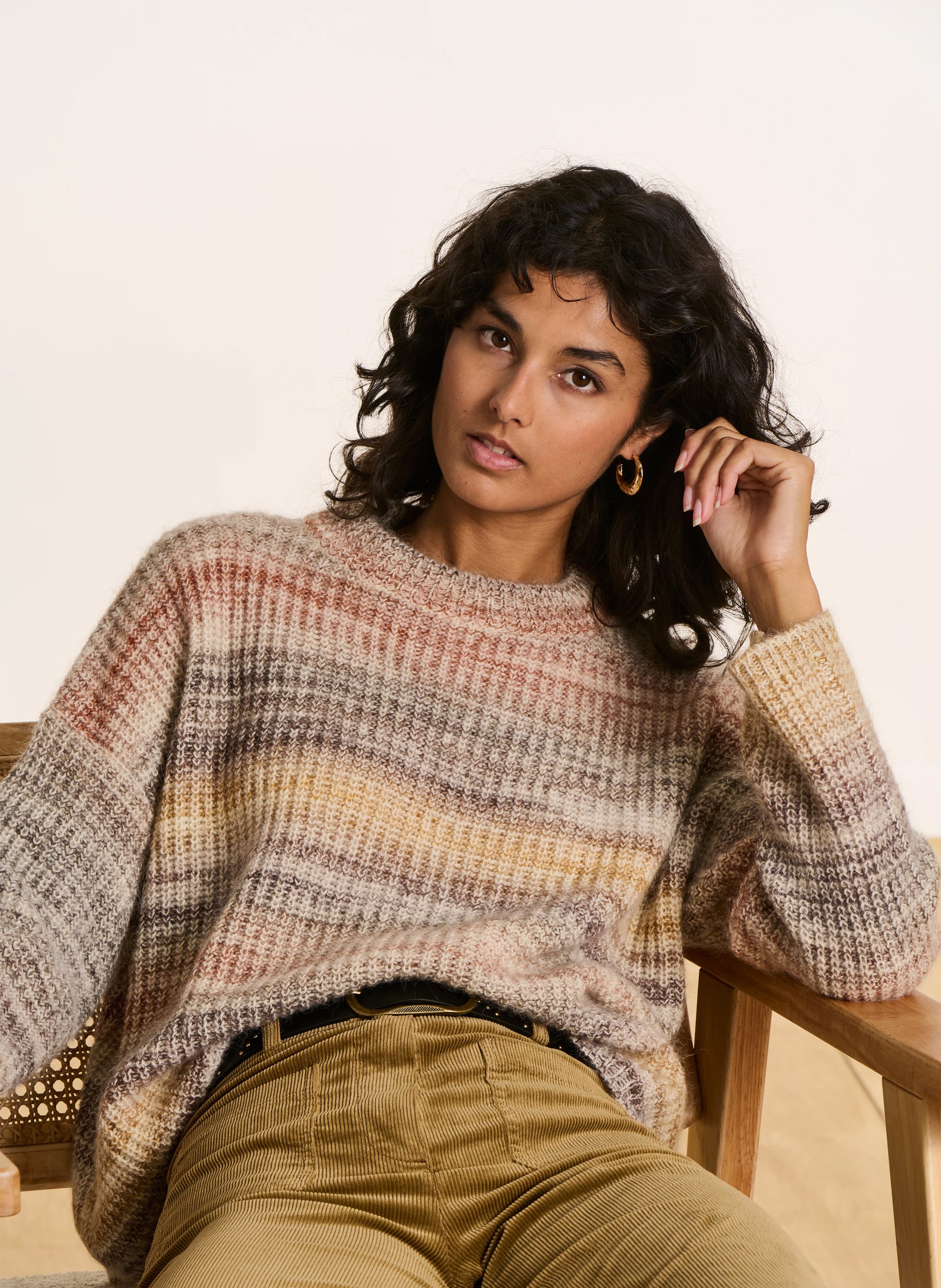 Oversize-Pullover aus Woll-Mix mit Rundhalsausschnitt LA FEE MARABOUTEE Beige