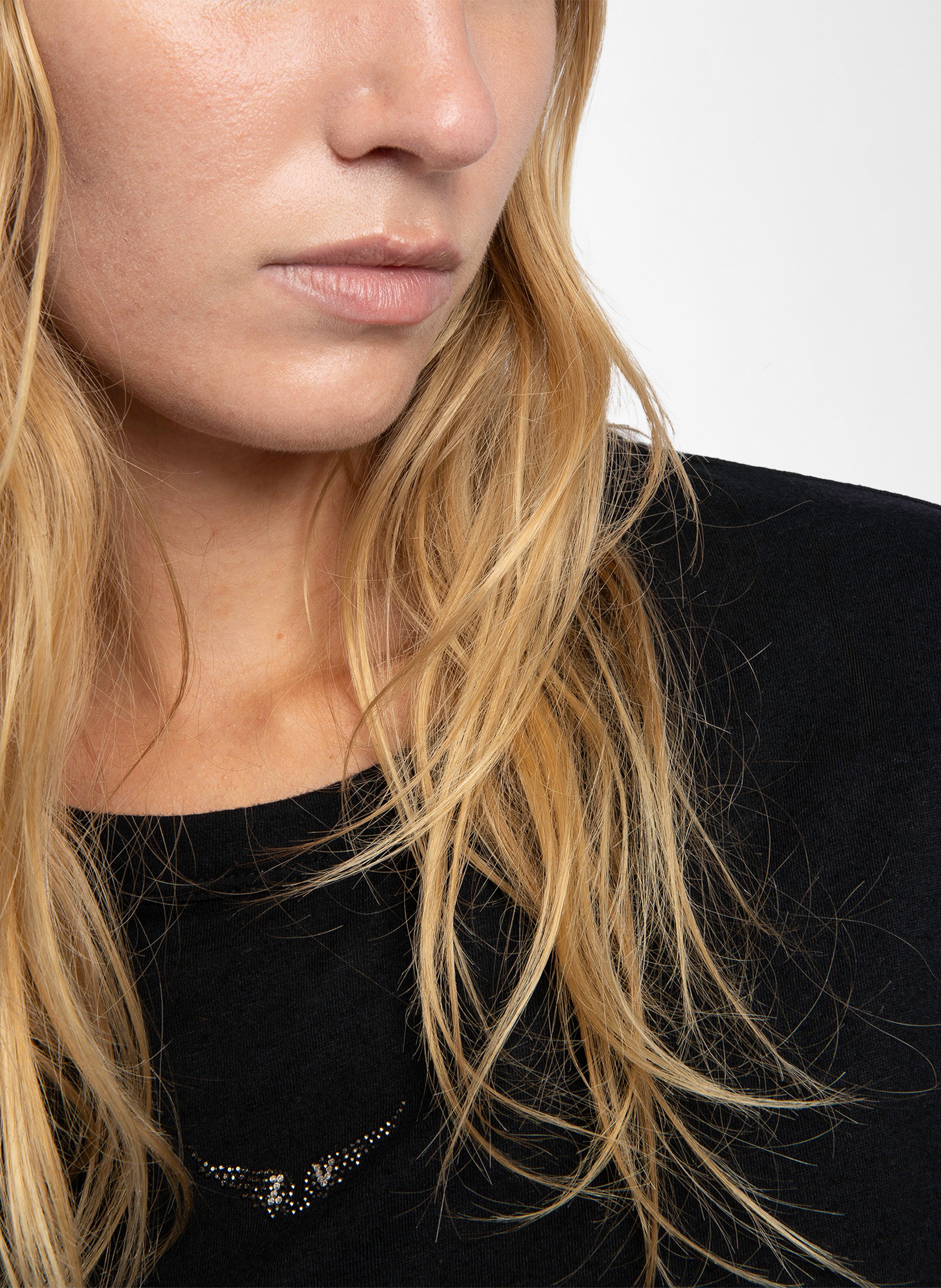 T-shirt dritta in misto cotone e lino ZADIG&VOLTAIRE Nero