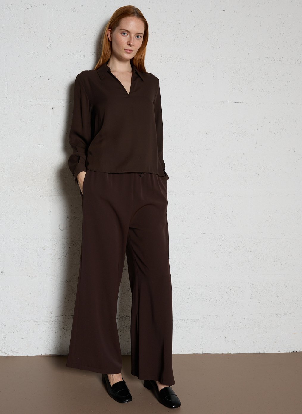 Flowy straight blouse PLEASE Brown