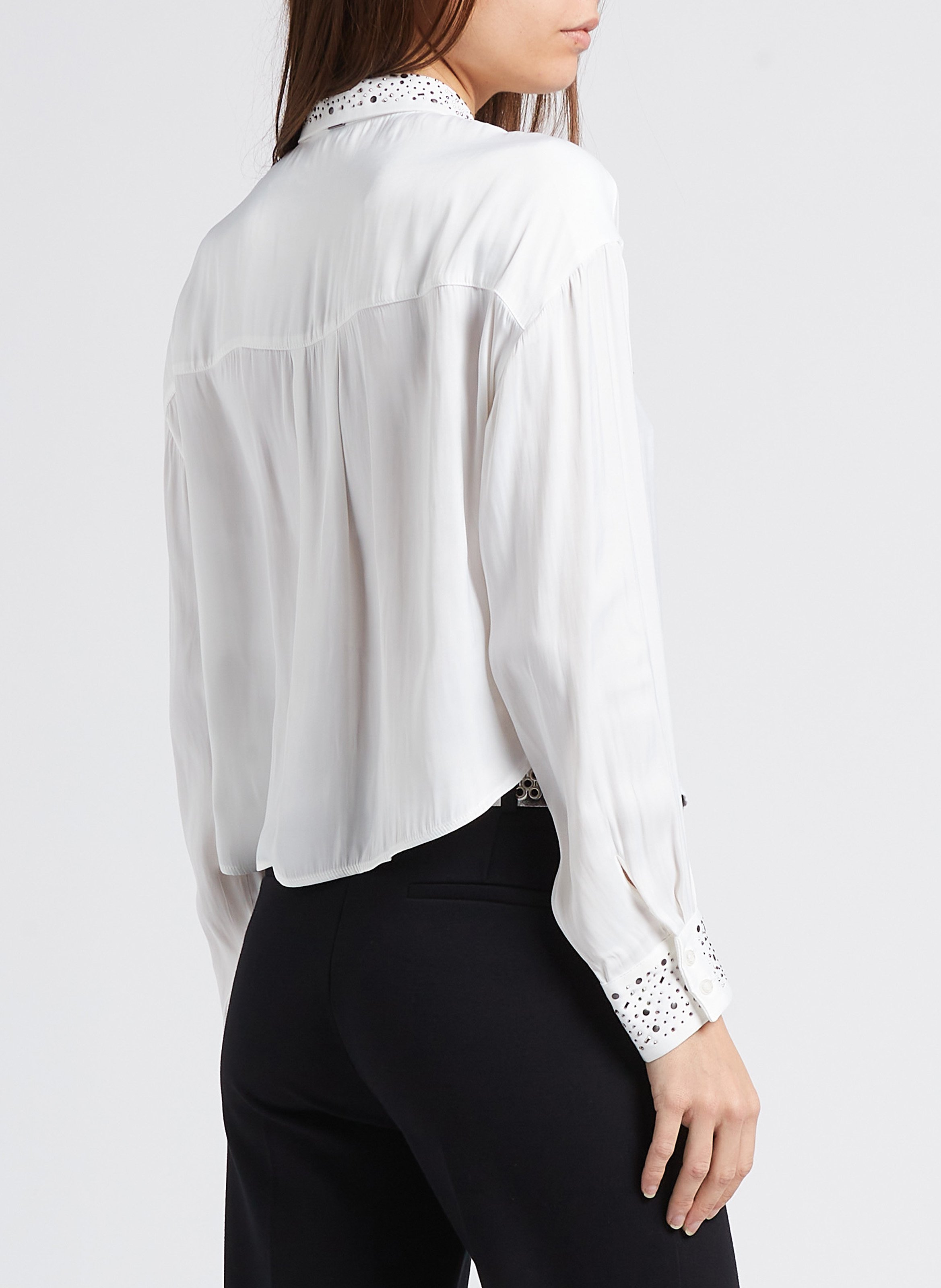 Chemise courte col classique à strass  IKKS Blanc