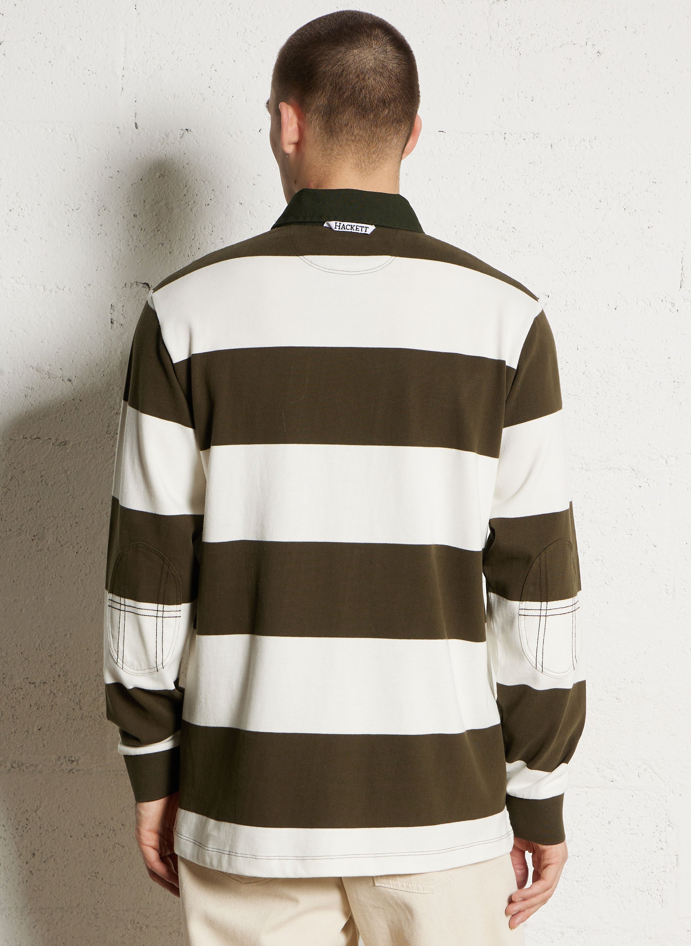 Gestreepte katoenen polo HACKETT Wit