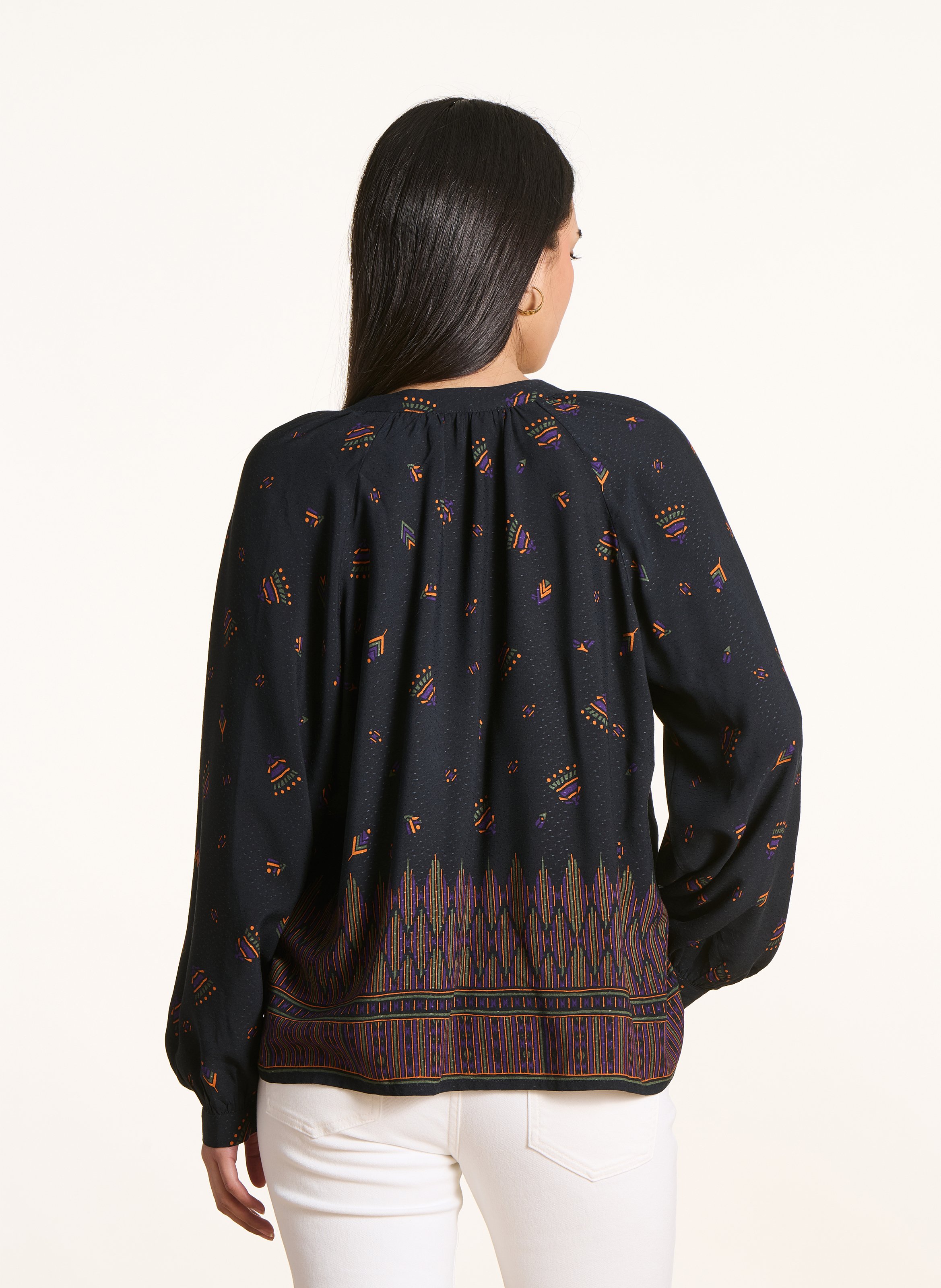 Blouse ample col tunisien  LA FEE MARABOUTEE Noir