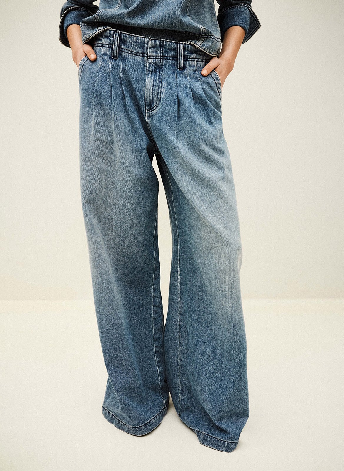 Pantalon large à pinces délavé BA&SH