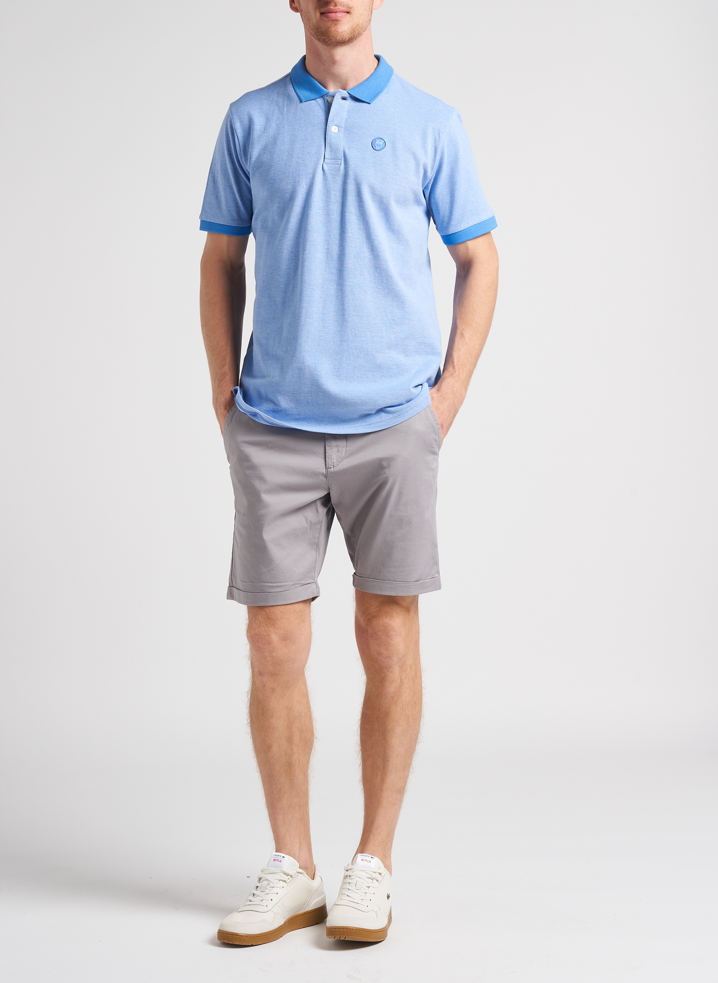 Polo en coton organique piqué KNOWLEDGE COTTON APPAREL Bleu